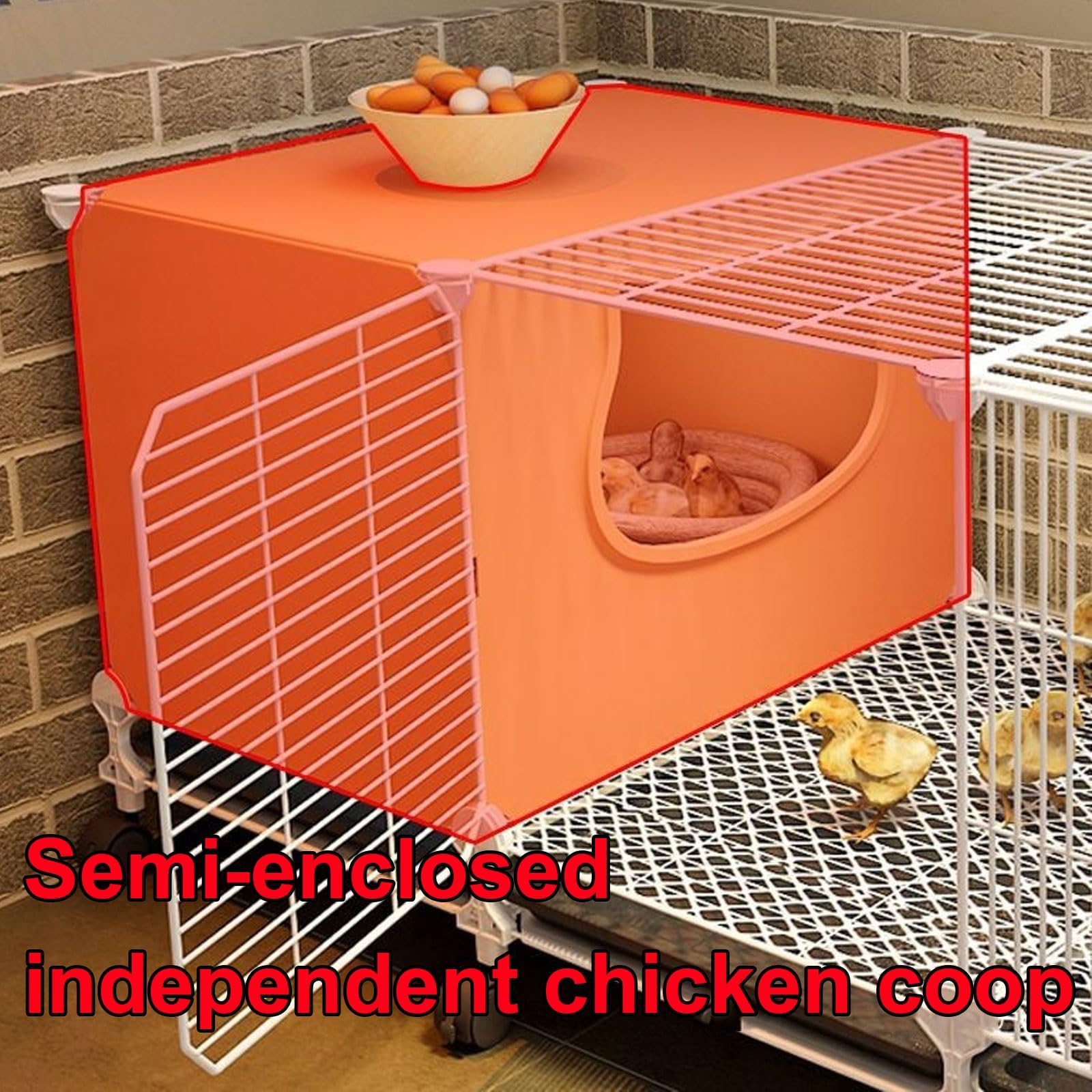 Gallineros Baratos Material De PP Y Hierro Jaula para Gallinas Exterior Totalmente Lavable Fondo con Bandeja Y Ruedas para Gallinas, Animales Pequeños(70 * 36 * 45CM)