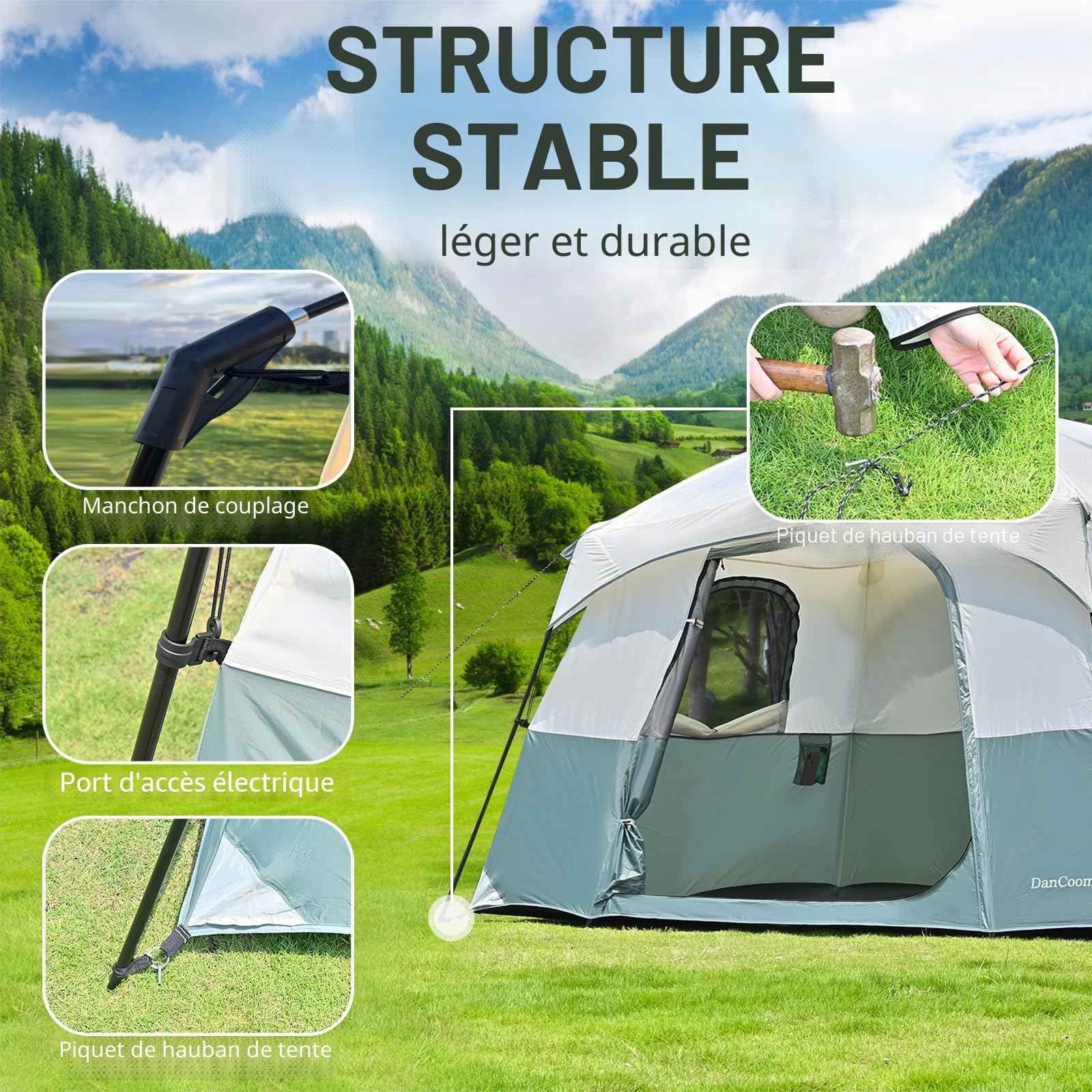 Tentes de Camping, randonnée et randonnée à Dos pour 4 Personnes/6 Personnes/8 personnes/10 Personnes en dôme avec Tente Incluse pour Accessoires extérieurs