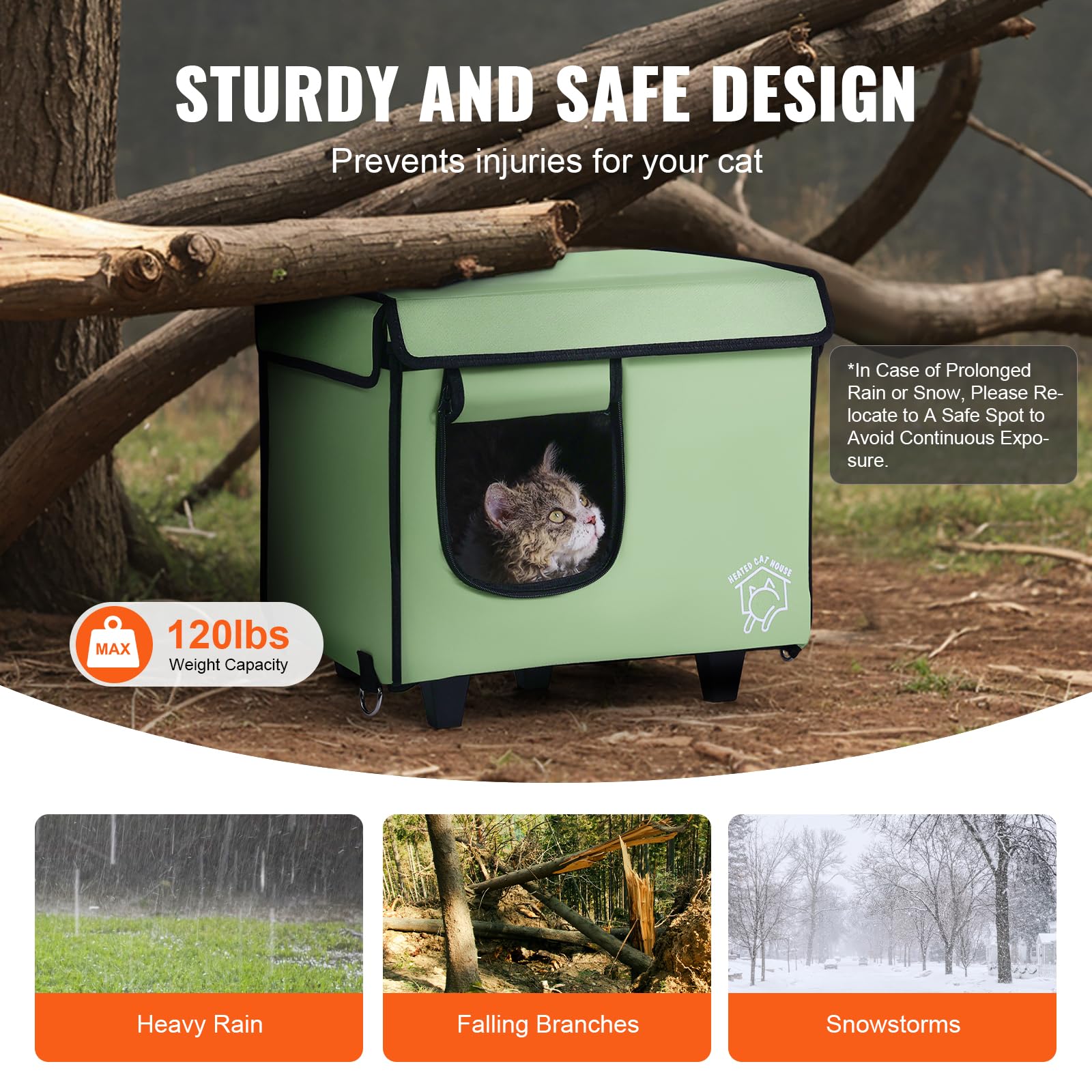 Caseta Para Gatos Con Calefacción - 87x53.5x69 Cm, Madera, Techo Asfalto, Almohadilla Térmica 30W - Exterior/interior