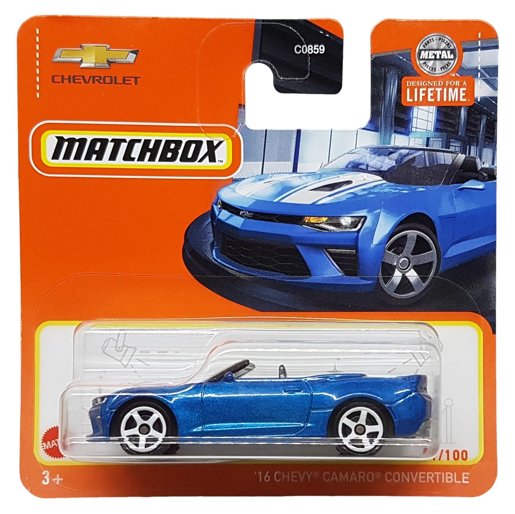 Matchbox, ´16 Chevy Camaro Convertible, MBX Showroom 31/100, HVP16, Short Card, Blue Metallic, Superfast Lesney