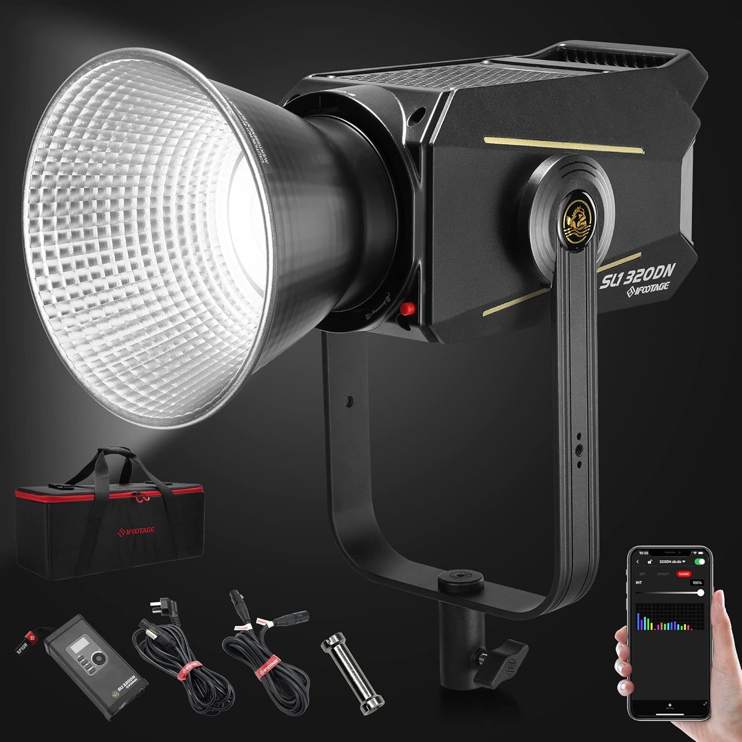IFOOTAGE LED Video Light, CRI 98/TLCI 99/12200LM, 320W Continuous LED Video Lighting, Bluetooth APP Control, Brightness Adjustable, Bowens Mount for Recording/Photography/Shooting, SL1 320DN