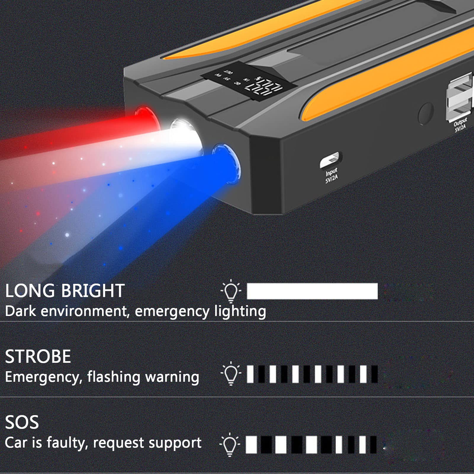 FAXIOAWA Avviatore di Emergenza per Auto 2 in 1 16800mAh Compressore d'Aria Power Bank 12V Booster Automatico per Veicoli e Strumenti di Fuga per Veicoli Camion SUV
