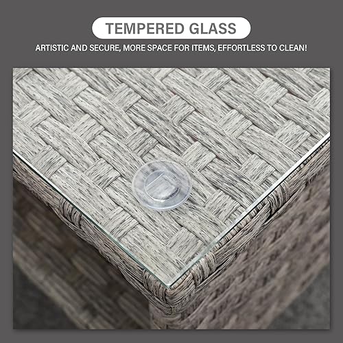 Miniatura 39 de Rattaner Mesa de patio exterior de 46 pulgadas, mesa de centro para exteriores con almacenamiento, mesa de comedor al aire libre, color gris