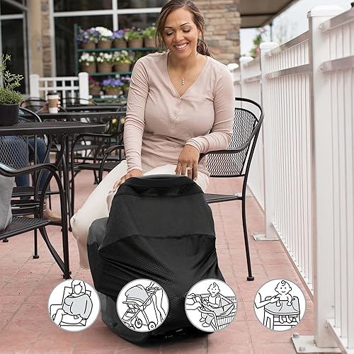 Miniatura 3 de Boppy Funda multiusos de 4 y más, color carbón, de secado rápido UPF 50+ de malla transpirable, versátil para toldo de asiento de automóvil,