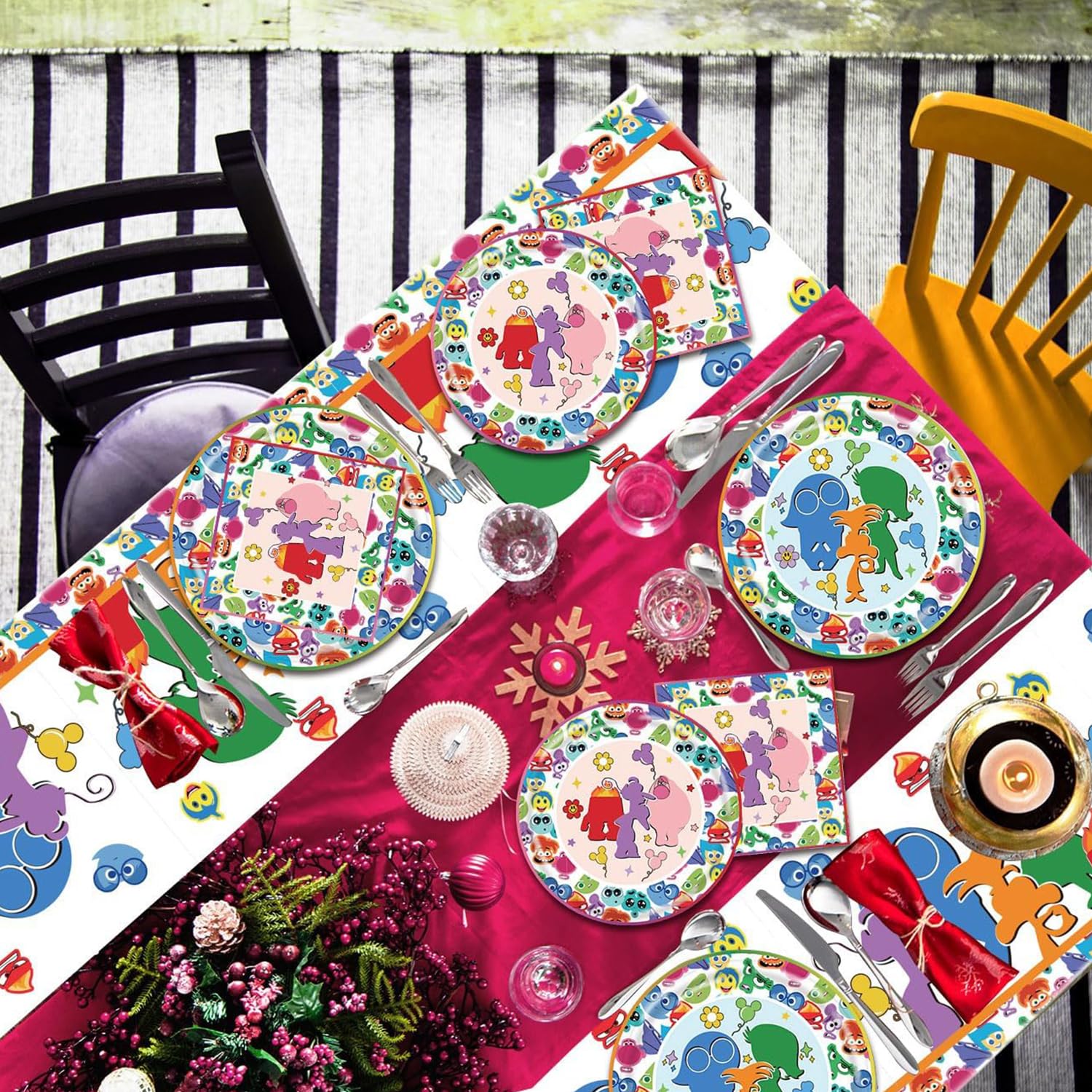 Kit Décoration Anniversaire 106 Pièces - Vaisselle Jetable, Ballons, Nappe, Sacs Cadeaux - Fête Complète