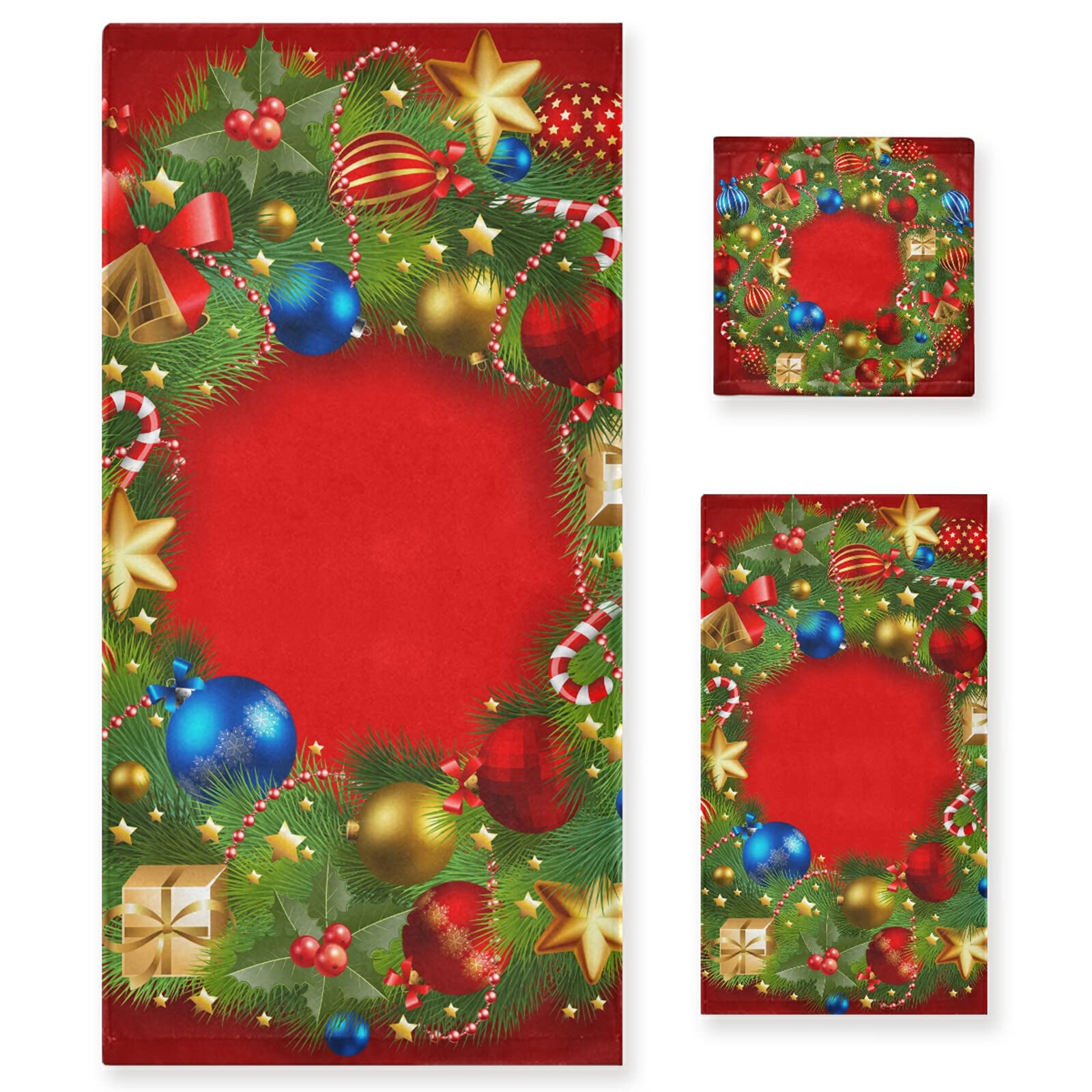 Toallas de baño con corona de Navidad ideales para decorar el hogar, el spa o el gimnasio