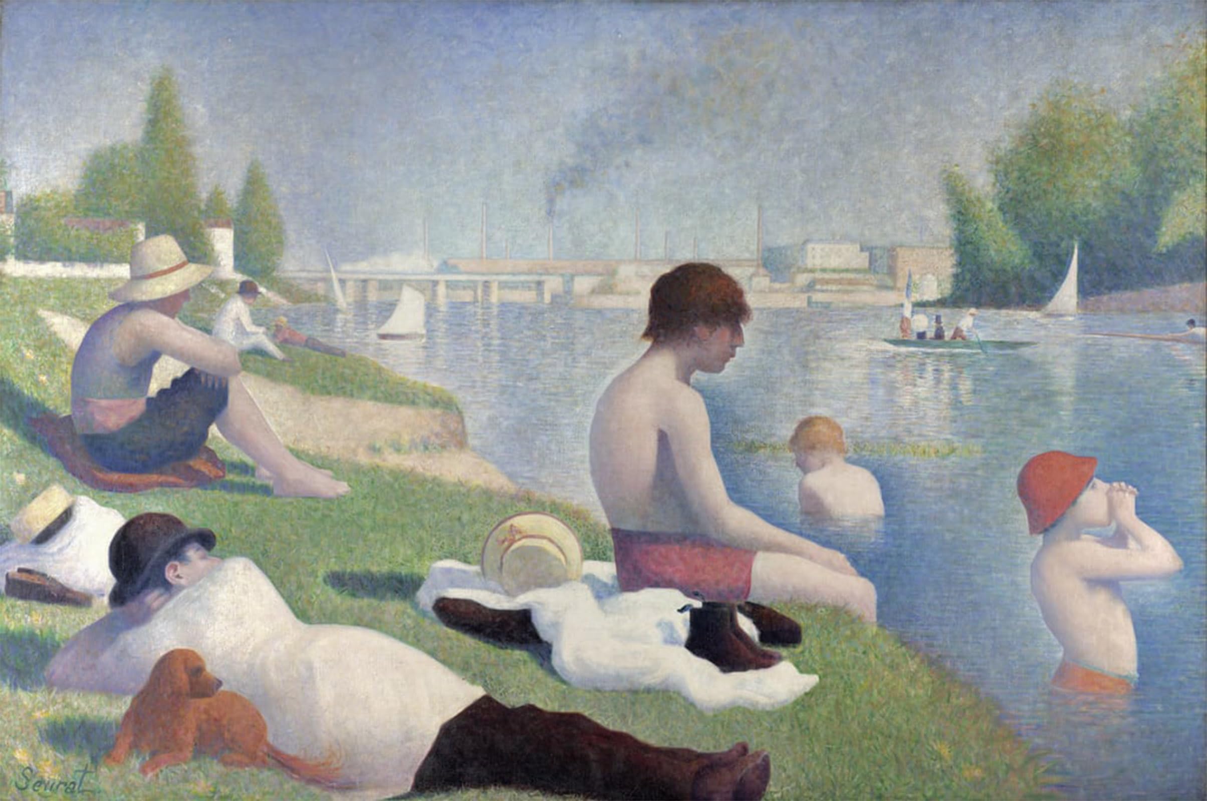 POSTERIIk Vintage Print Pop Art Landscape Artwork Bathers At Asnières by Georges Seurat Art Prints for Office Home Decor 60x90cm