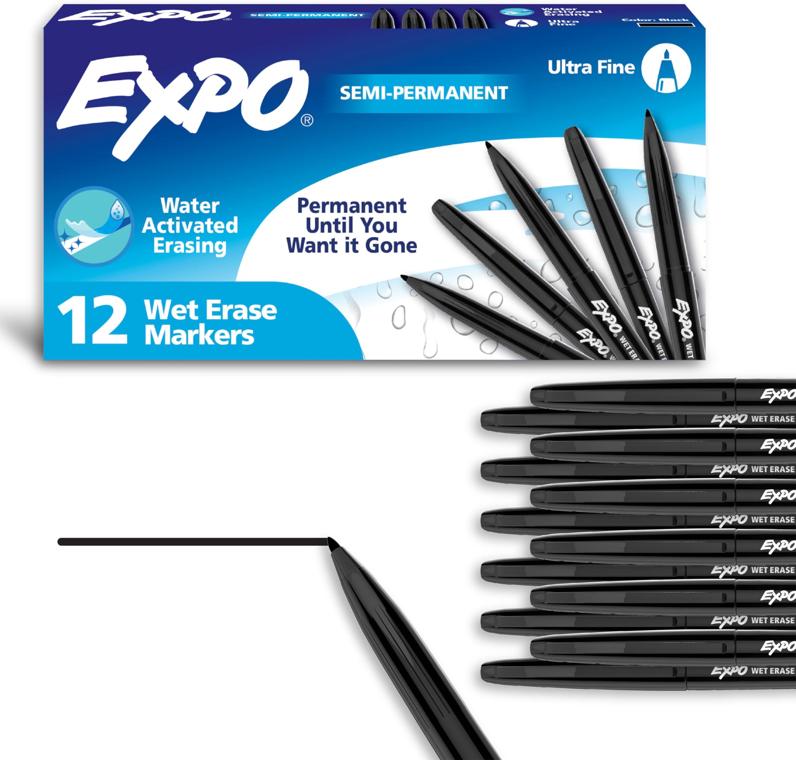 Amazon.com : EXPO Low Odor Dry Erase Markers, Fine Tip, Black, (Pack of ...