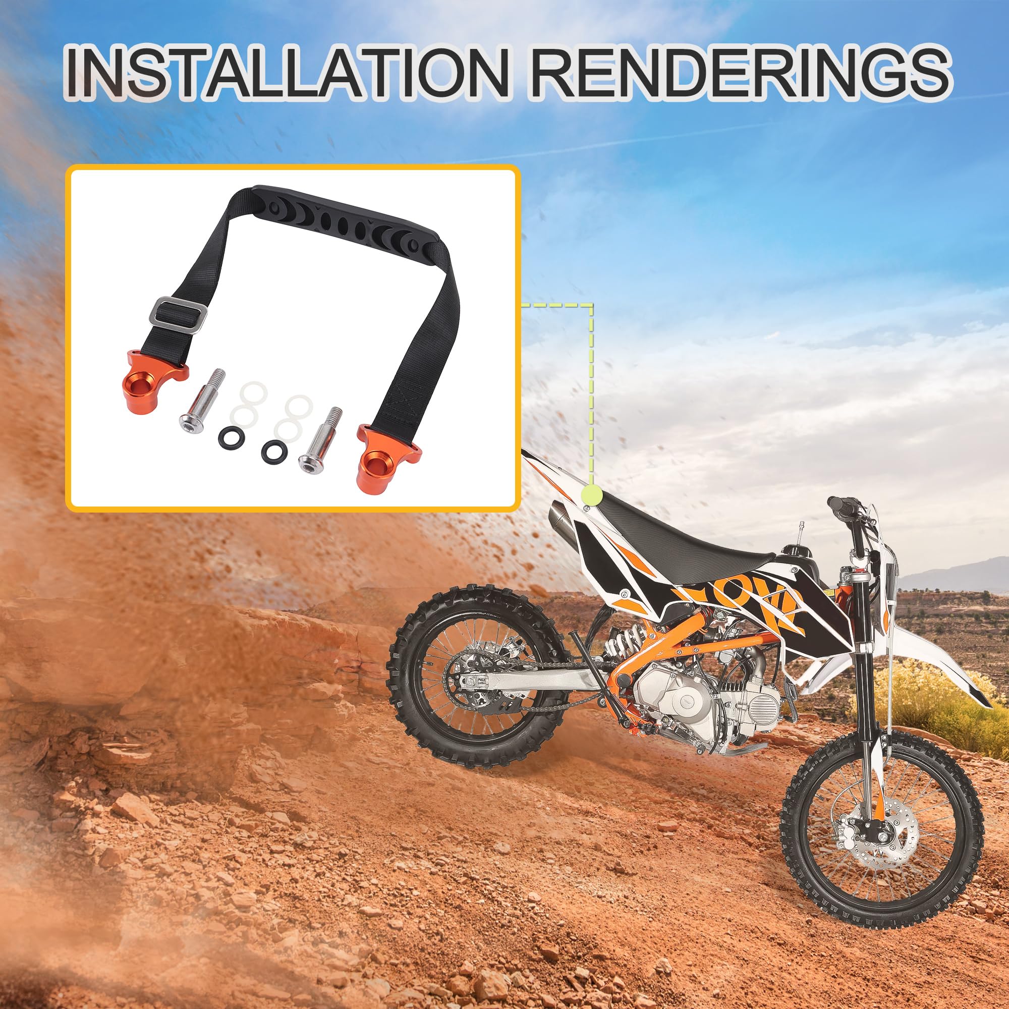 GOOFIT hinten justierbarer Tugger Strap Ersatz für Dirt Bike YZF250 YZ250F YZ450F WR250F 450F YZ125 250 YZ125X YZ250X YZ250FX YZ450FX YZ85 2002-2021, Orange