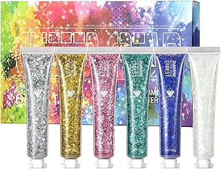 FantasyDay Body Glitter Gel,Face Glitters Gel,Mermaid Sequins Liquid Holographic Glitter Gel,Chunky Glitter Eye Lip Hair Nail Festival Rave Accessories,Sparkling Body Glitter Gel for Women