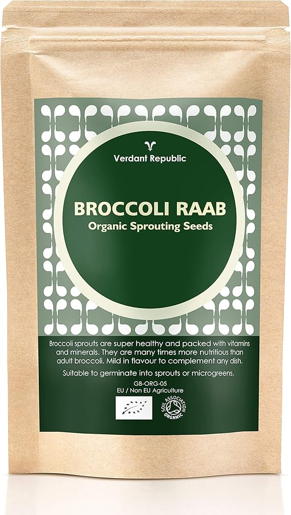 Verdant Republic Organic Broccoli RAAB Sprouting Microgreen Seeds 1kg