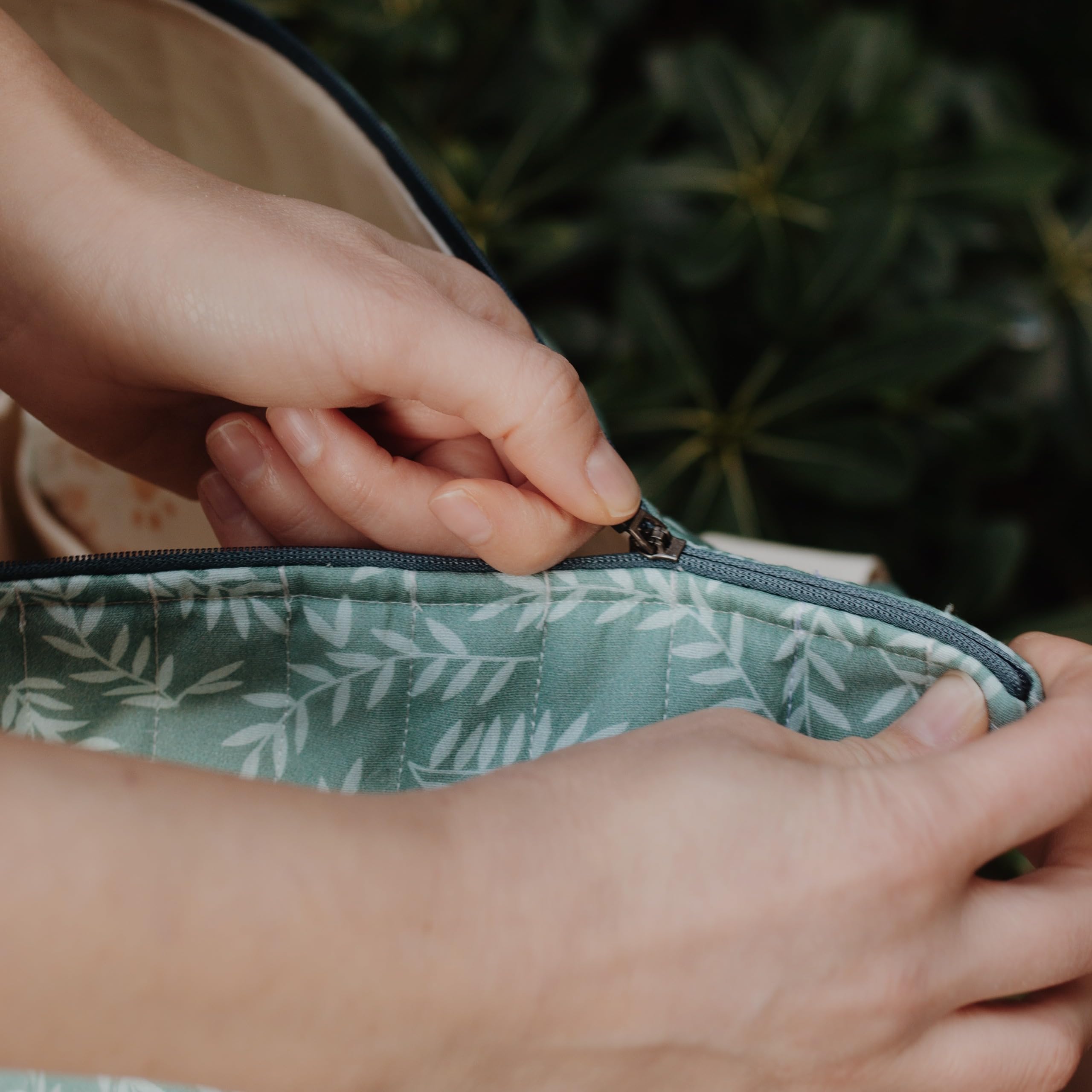 Sac à langer en coton matelassé grande capacité avec 3 poches, poignées en toile