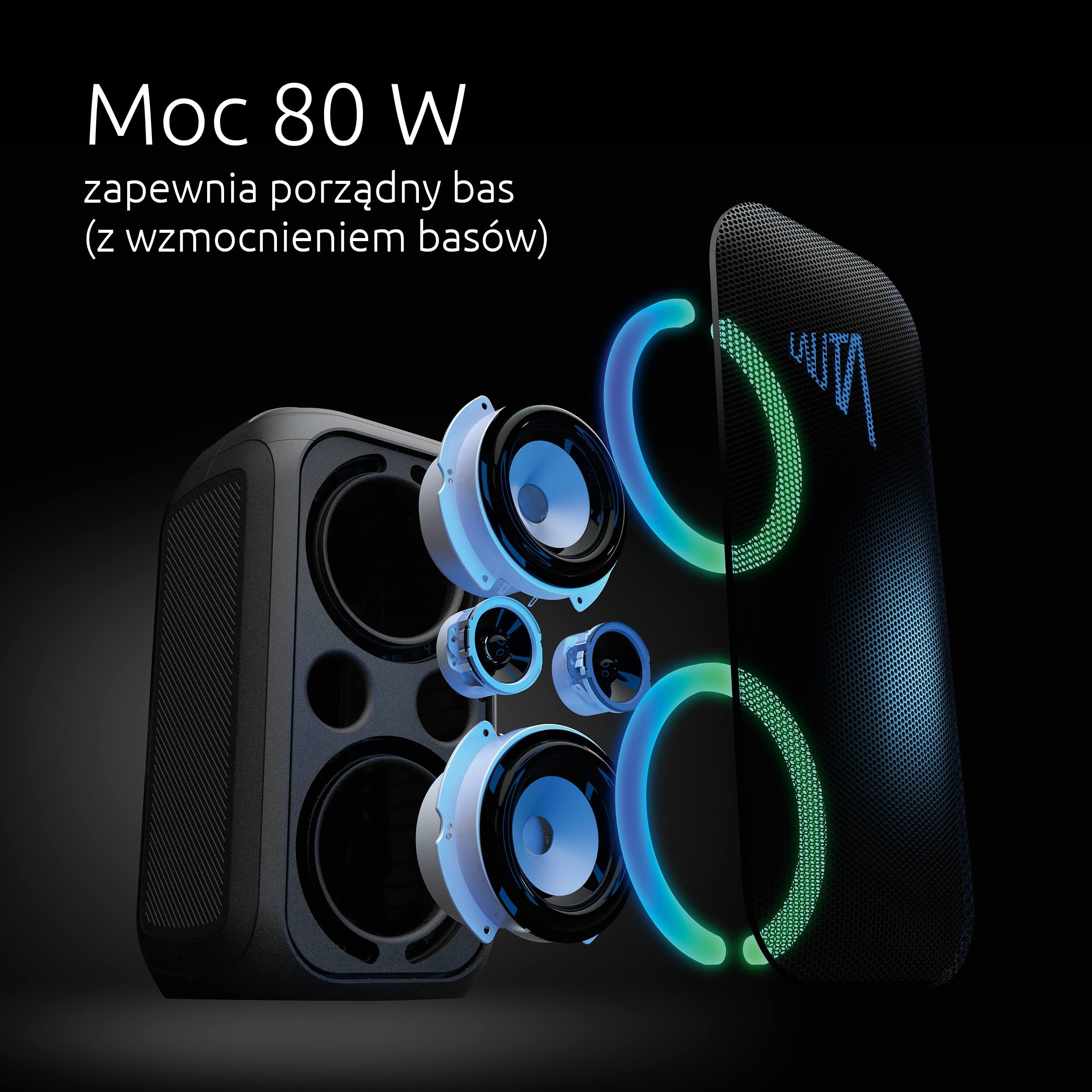 TechniSat LAUTA WUMMSBOX – przenośny głośnik Bluetooth Premium (160 W Peak, potężny dźwięk 103 dB, głęboki bas Bass Boost, TWS, 12 h pracy, LED, wodoodporność IPX4, 80 W RMS, idealny na imprezy)