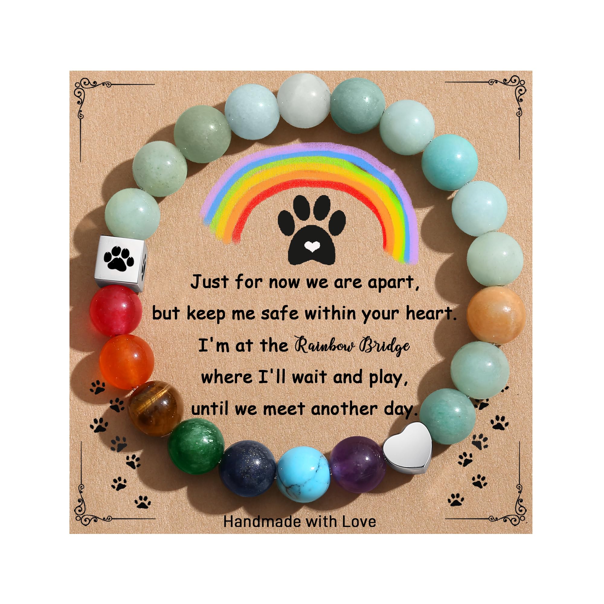 TONY & SANDY Dog Memorial Gifts, Pet Sympathy Rainbow Bridge Pet Memorial Bracelet for Men Women Girls Who Loss of Beloved Dog Cat