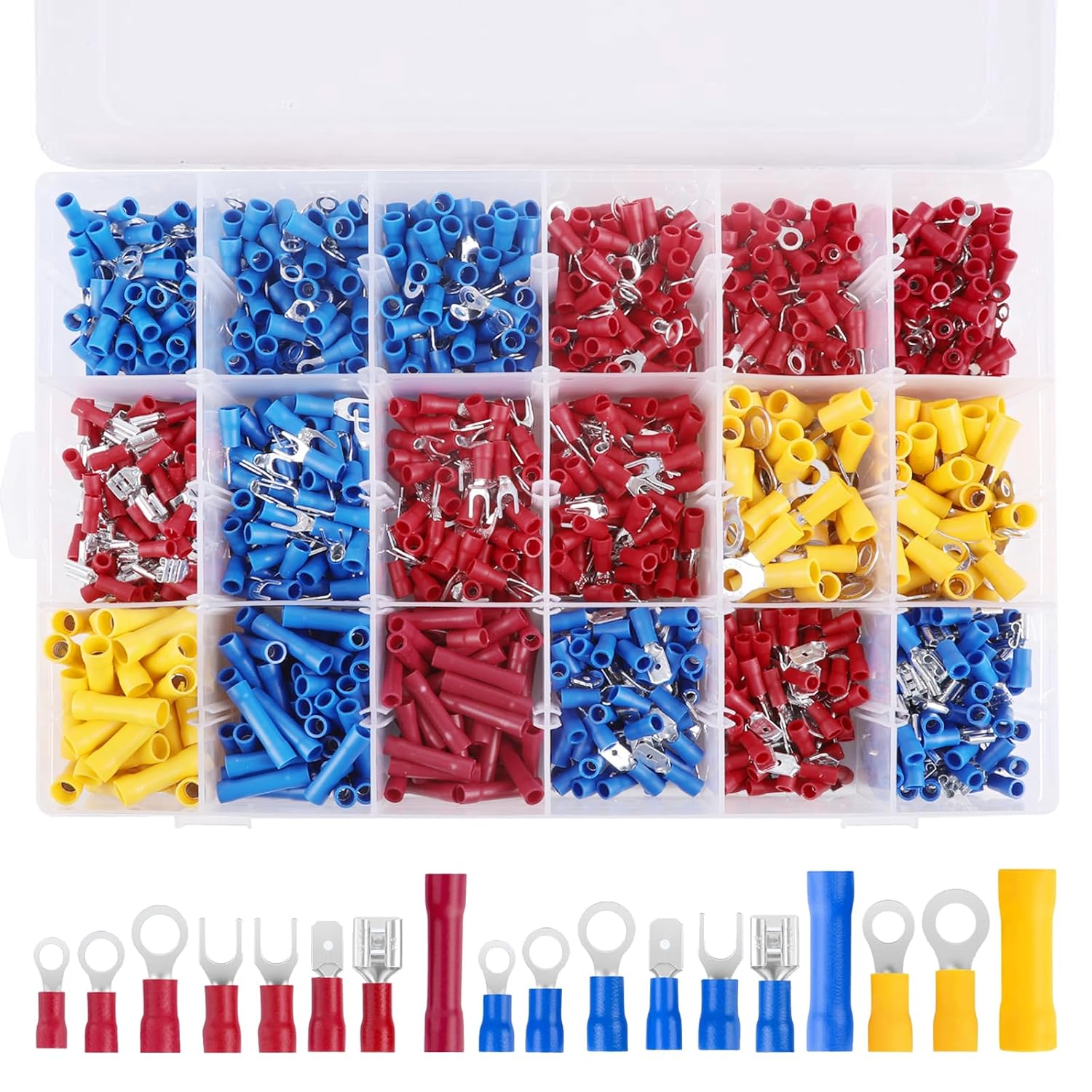 Ticks1200PCS Wire Terminals Crimp Electrical Wire Connectors, Insulated ...