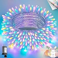 Vista 30 de JMEXSUSS 200 luces LED de Halloween para el aire libre, 66 pies, luces moradas y naranjas para decoraciones de Halloween, para interiores