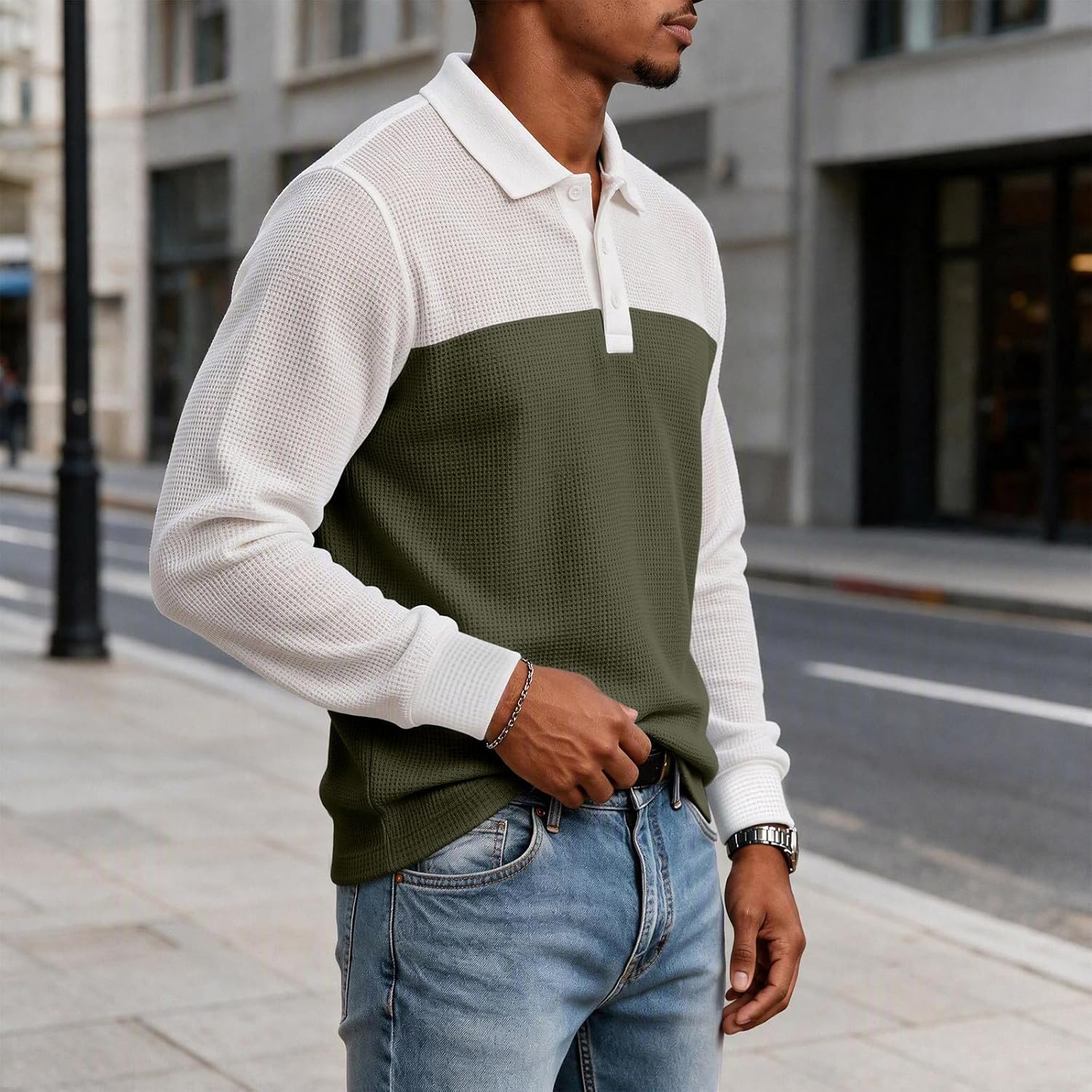Men's Shirt Henley Long Sleeve Casual 3 Button Pullover