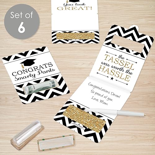 Miniatura 2 de Big Dot of Happiness Borla que vale la pena la molestia - Oro - Regalo surtido de bricolaje para fiesta de graduación - Tarjetas de dinero Tassel