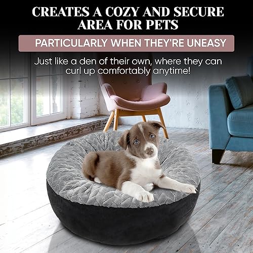 Miniatura 4 de Cama calmante para perros y gatos pequeños - Cama antiansiedad - Gatos y perros pequeños acolchados en forma de dona - Tela extremadamente suave y
