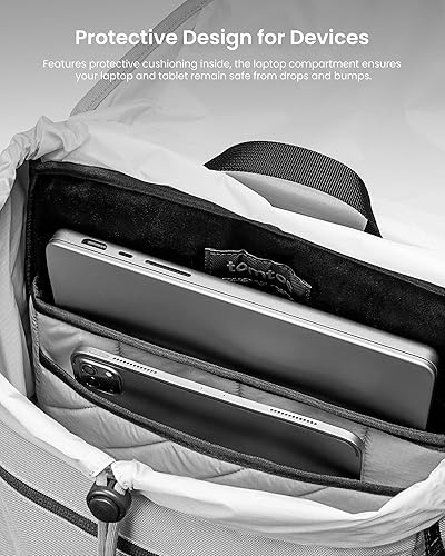 Miniatura 5 de tomtoc Mochila para portátil con solapa de 22 litros, ligera, resistente al agua, Gris, Vintage