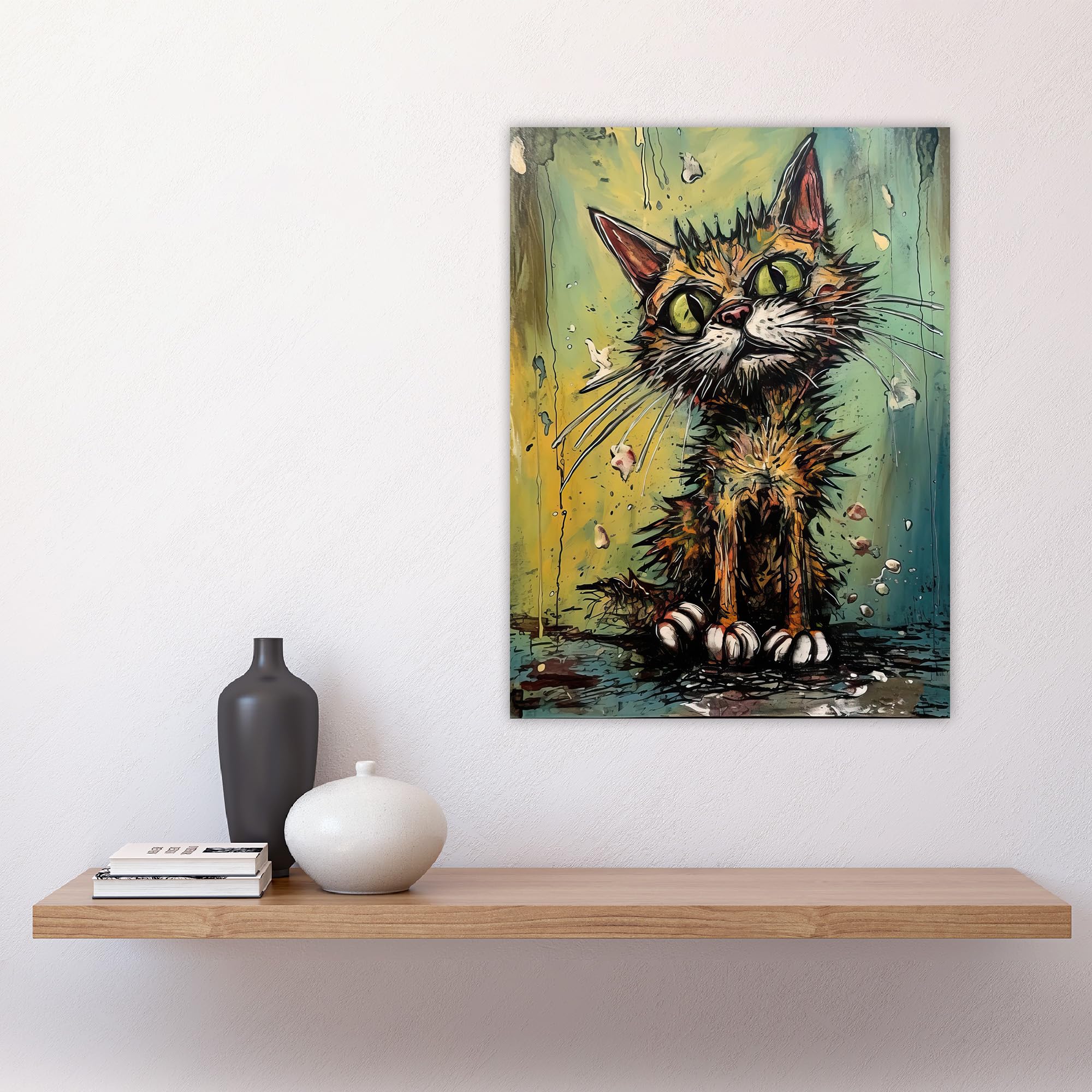 Artery8 Alley Cat Stray Scruffy Moggie Painting By Tom Jones Large Wall Art Poster Print Thick Paper 18X24 Inch - Image 4