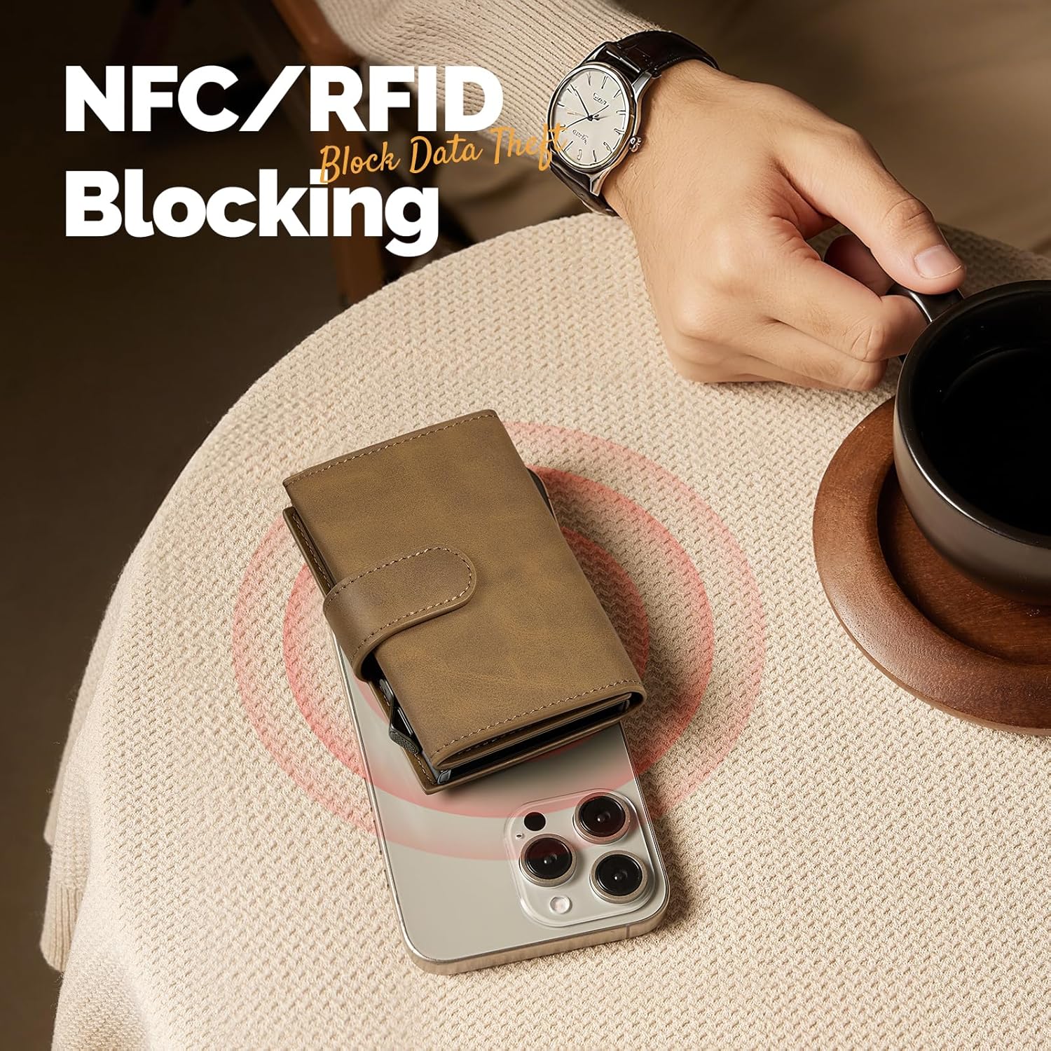 Portefeuille Minimaliste Fin Pour Homme En Cuir Et Aluminium – Protection RFID Certifiée, Porte-cartes élégant Avec Pince à Billets