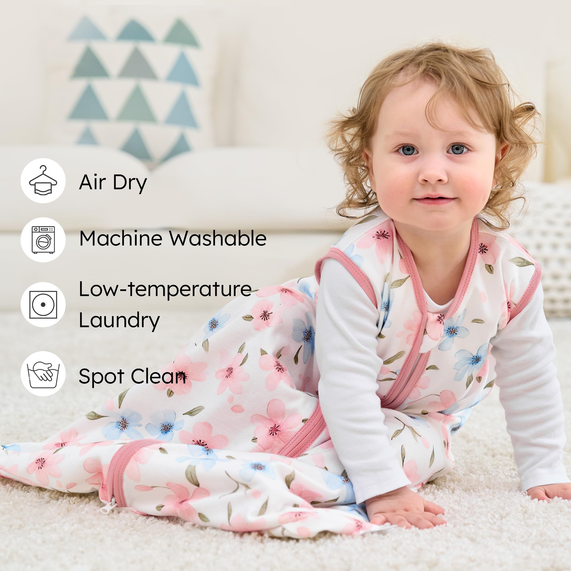 FIEMOL Baby Sleeping Bag 0-6 Months 0.5 Tog Baby Wearable Blankets Cotton - Image 2