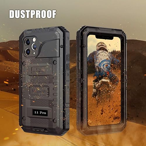 Miniatura 5 de Mitywah Funda impermeable para iPhone 11 Pro, resistente grado militar, a prueba de golpes, protección de pantalla integrada, resistente y gruesa