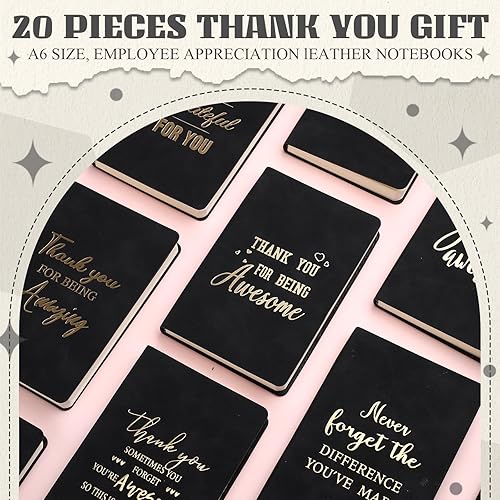 Miniatura 29 de Ctosree 20 cuadernos de cuero A6 de agradecimiento para empleados, regalos de equipo para compañeros de trabajo, cuadernos inspiradores para regalos
