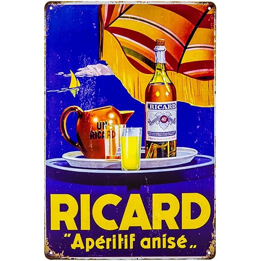 Plaque rétro Pastis vintage en tôle - 30 x 20 cm