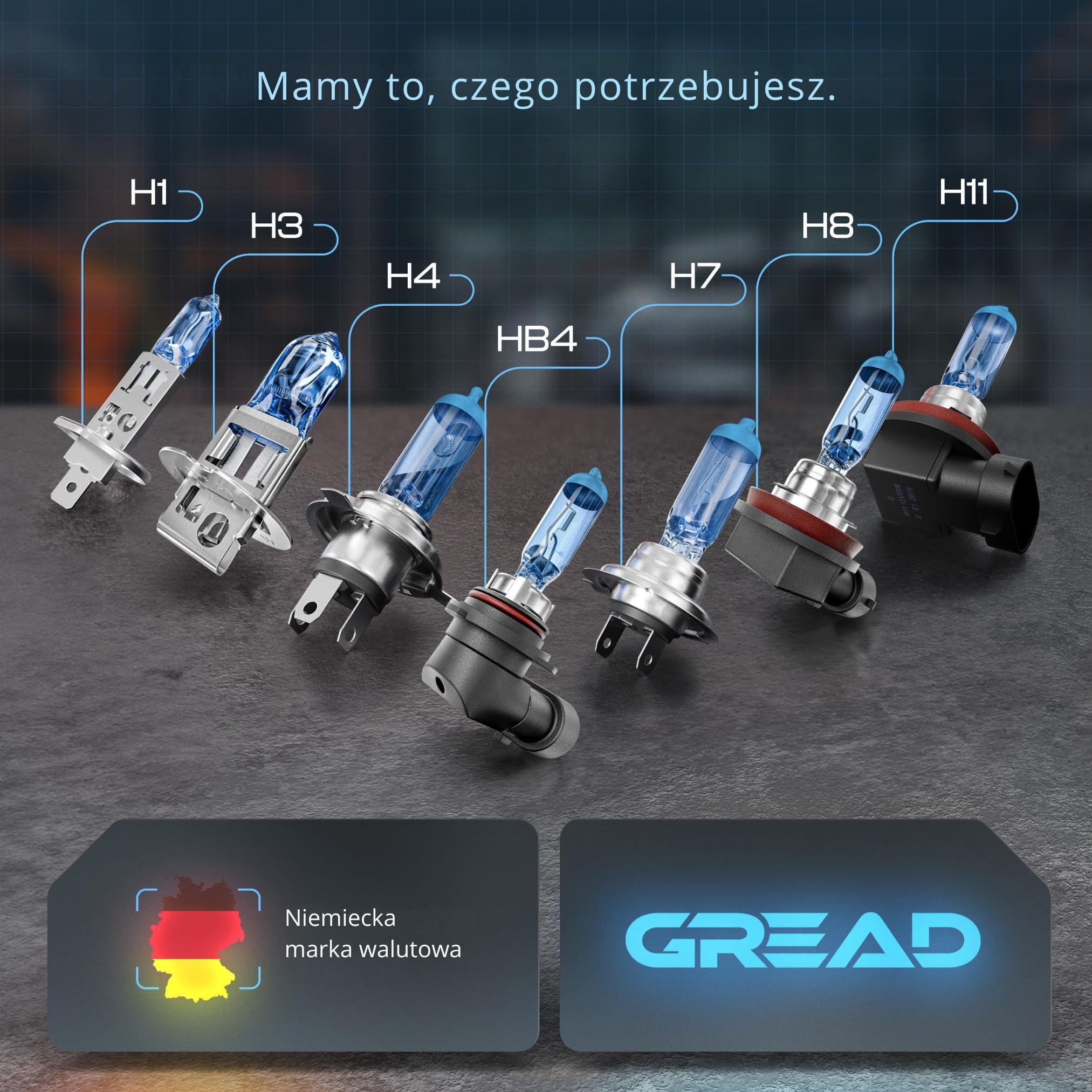 Gread H1 Box żarówki halogenowe o wyglądzie ksenonowym, super białe, 8500 K, 55 W, znak certyfikacji E, 100% idealne dopasowanie i długa żywotność