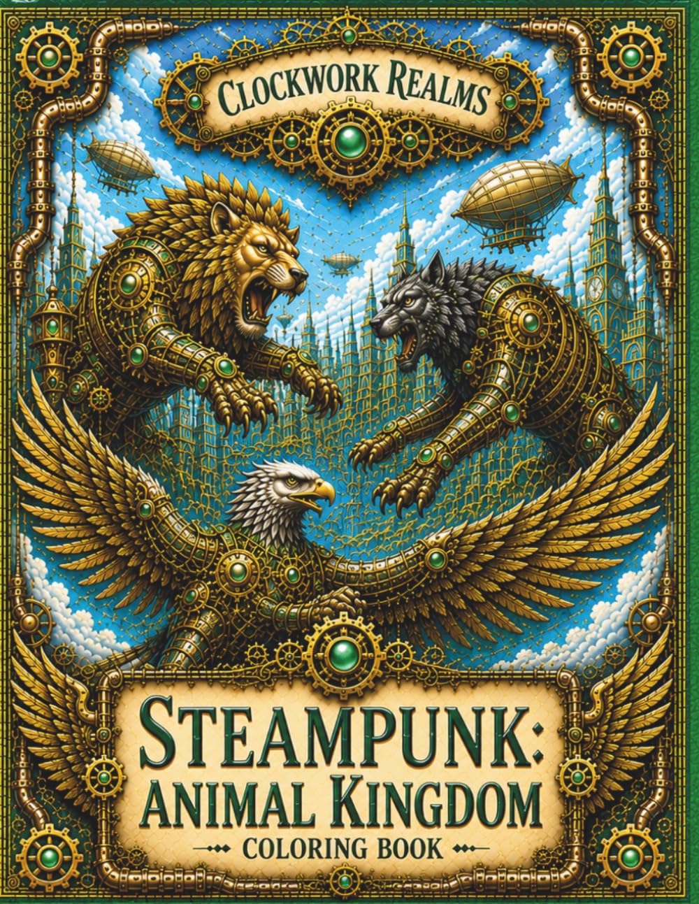 Steampunk: Animal Kingdom Coloring Book: Clockwork Realms: Intricate Steampunk Animal Designs