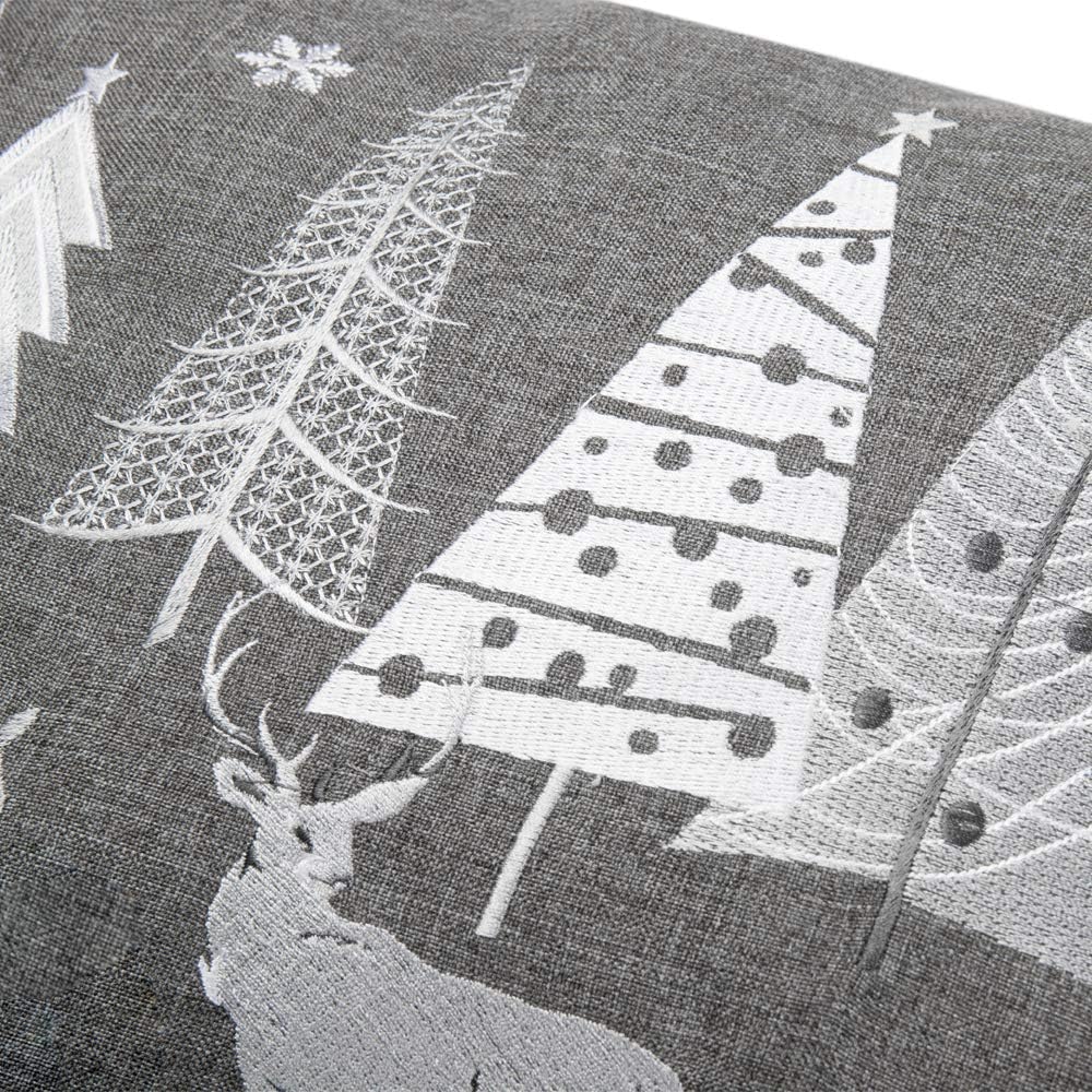 JWH Trees Pillow Covers Decorative Deer Embroidered Accent Pillow Case Snowflake Cushion Christmas Pillowcase for Farmhouse Home Bed Couch Decor Sham 14x20 Inches Grey White