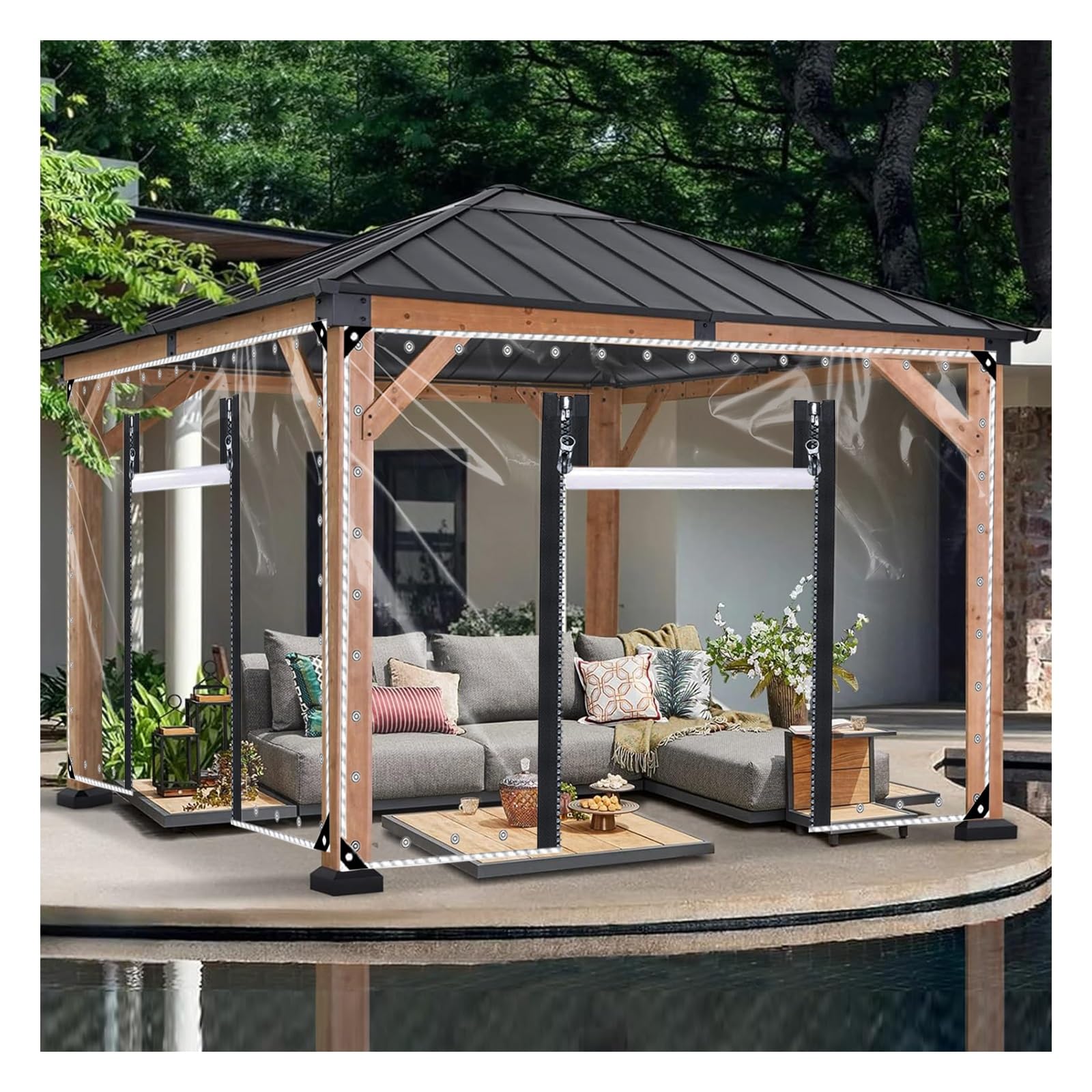 Amazon.com: QWEASDF Outdoor Tarp Curtains with Zipper Door