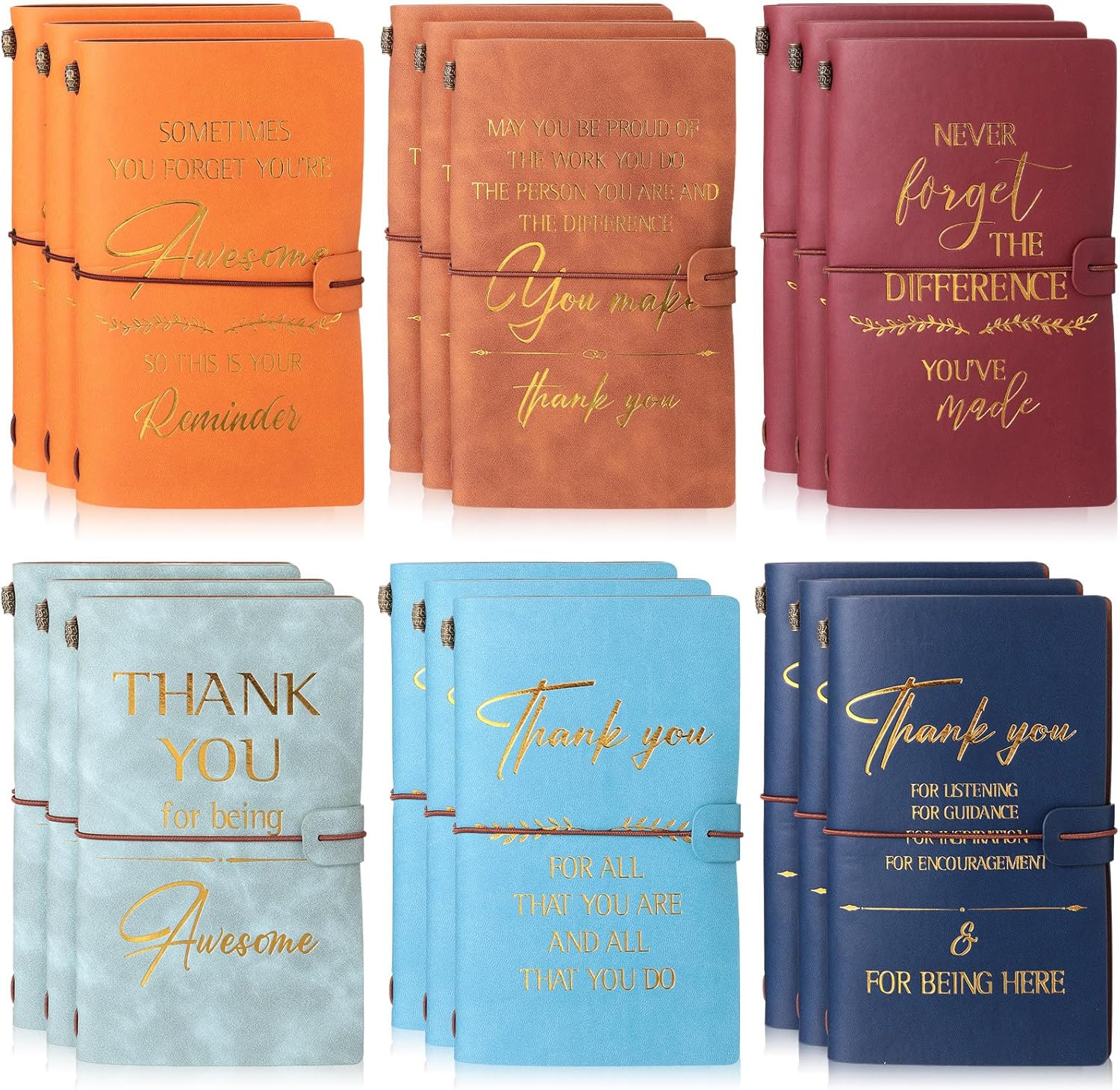 Chuangdi 18 Pack Employee Appreciation Gifts Bulk Faux Leather Journals Thank You Notebooks for Coworkers Staff Team Teacher Nurse Volunteer Recognition
