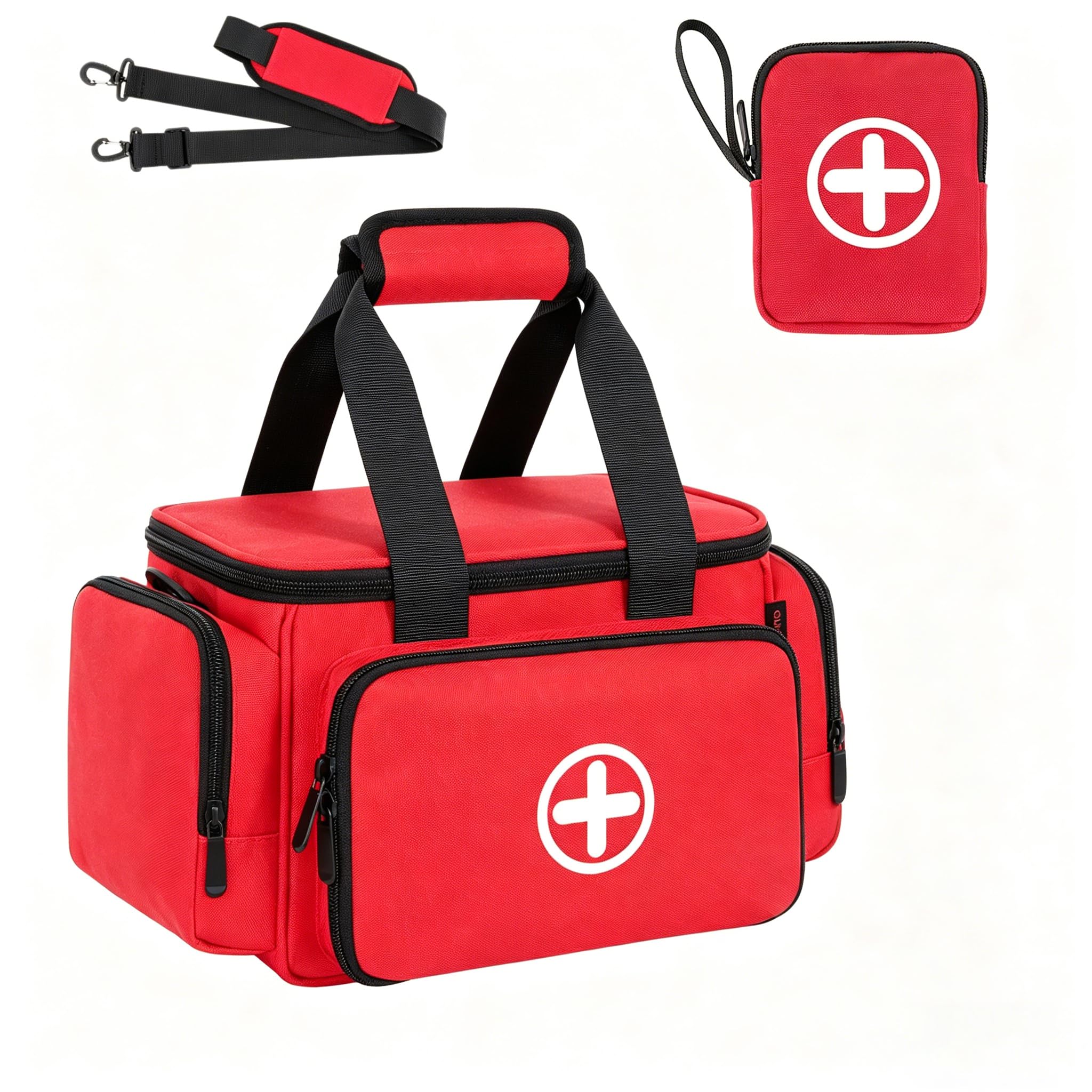 Bolsa de primeros auxilios vacía, profesional, grande, para enfermeras, médico de familia, hogar, viaje o emergencia, rojo