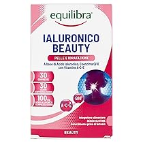 Equilibra Integratori Alimentari, Ialuronico Beauty, Integratore con Acido Ialuronico a Basso Peso Molecolare con Coenzima Q10, Aiuta a Contrastare i Fattori di Invecchiamento Cutaneo, 30 compresse