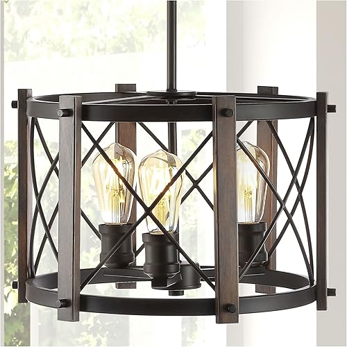 Miniatura 9 de JONATHAN Y JYL7501A Ferme - Colgante LED rústico de hierro ajustable de 16 pulgadas, 3 luces, estilo industrial, vintage, casa de campo regulable,