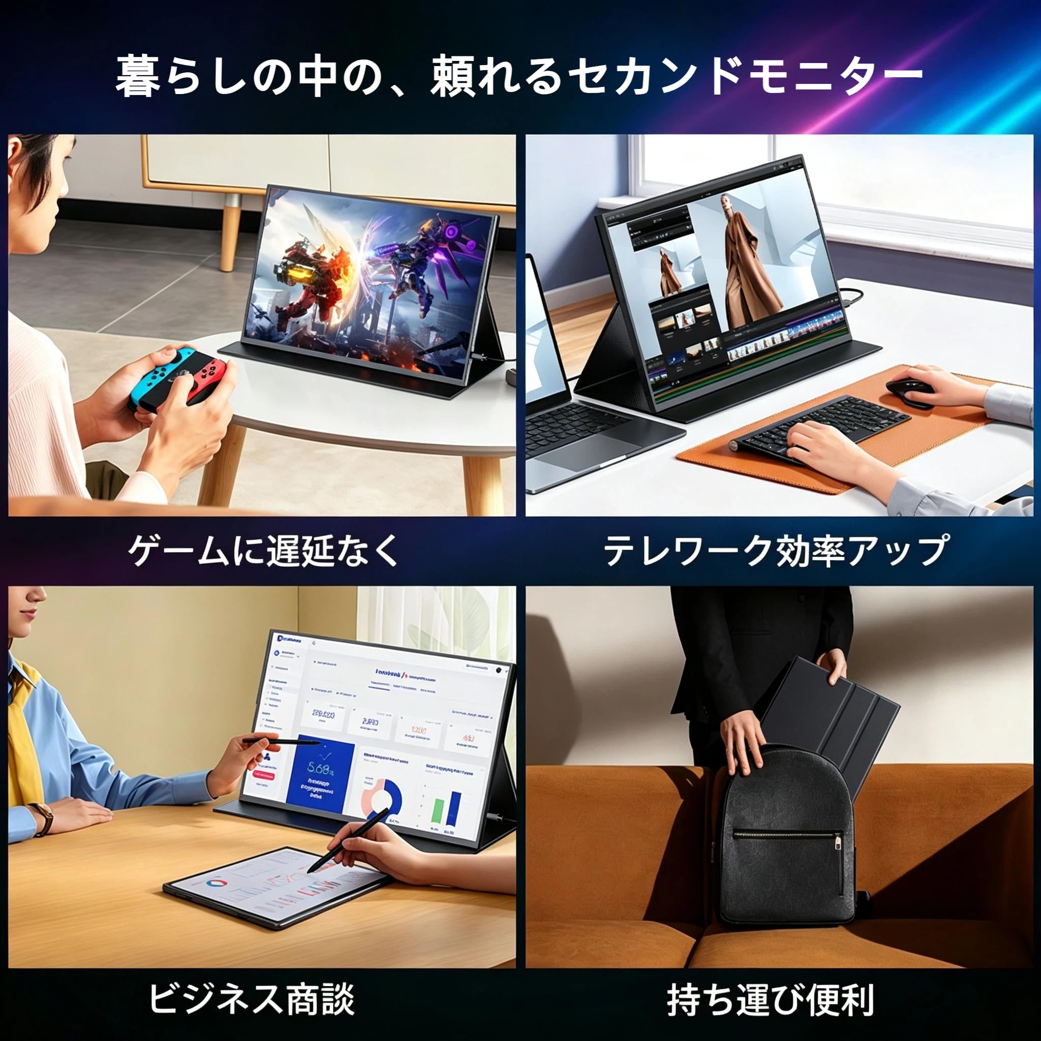 Amazon.co.jp: UPERFECT モバイルモニター 18インチ 2.5K 144Hz QLED