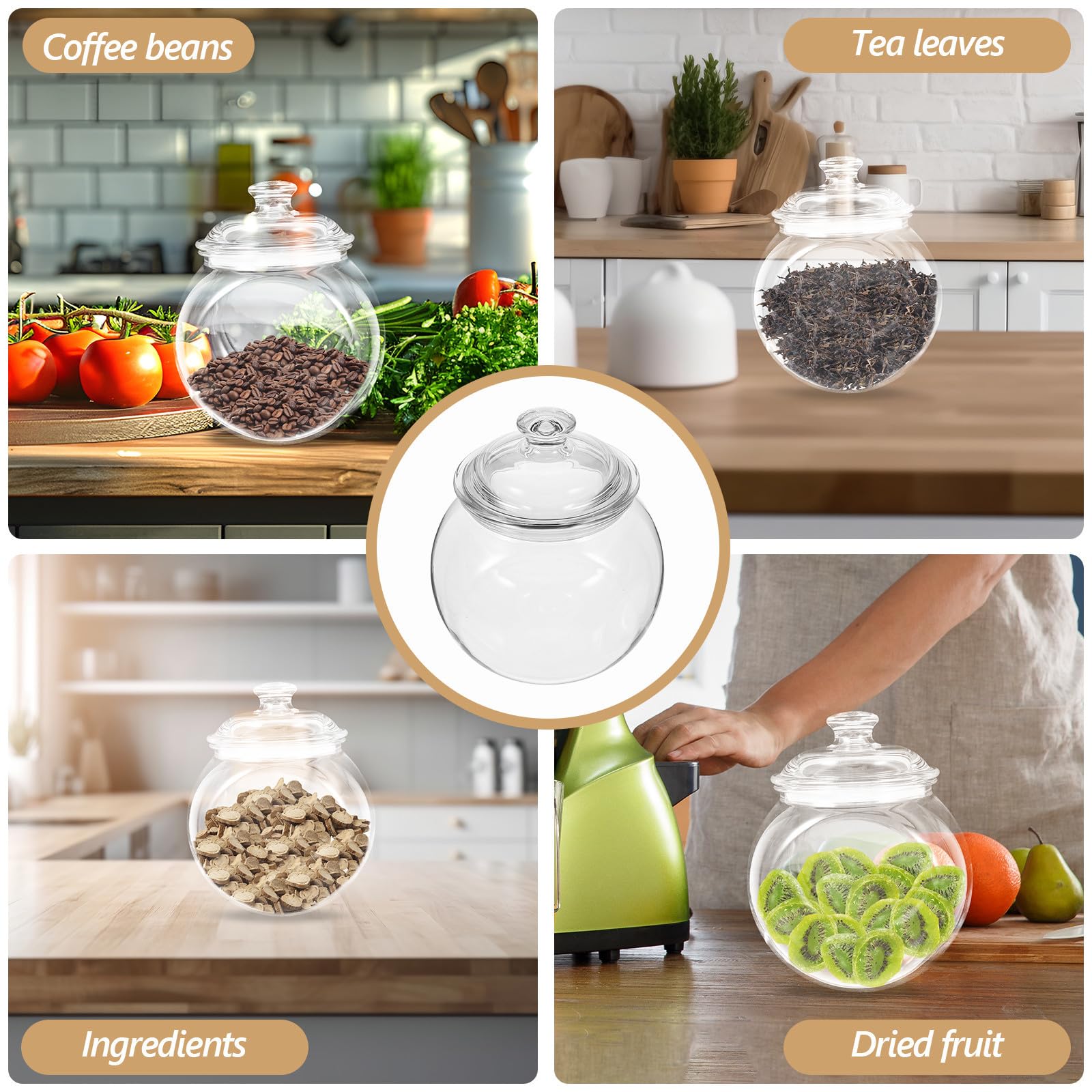 COLLBATH Tarro de Plástico para Almacenar Alimentos 3.2l PC Hermético | Café y Té, Uso en Cocina y Hogar, Conserva Frescura, Diseño Transparente, Fácil de Transportar