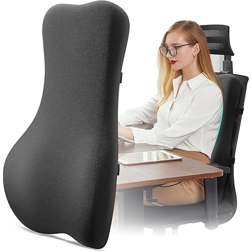 High Back Support Pillow for Office Chair Fully Support Entire Back for Pain Relief and Comfort - Memory Foam Lumbar Support Pillow for Office Chair,Computer,Recliner