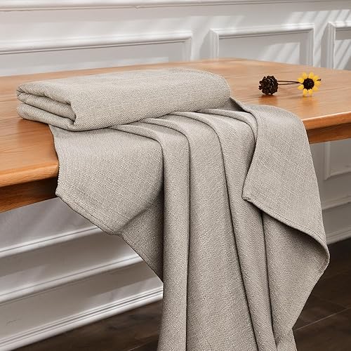 Miniatura 5 de SEASHORE TREE Mantel rectangular con textura de lino de 55 x 71 pulgadas, impermeable, a prueba de derrames, lavable, sin arrugas, para bufé,