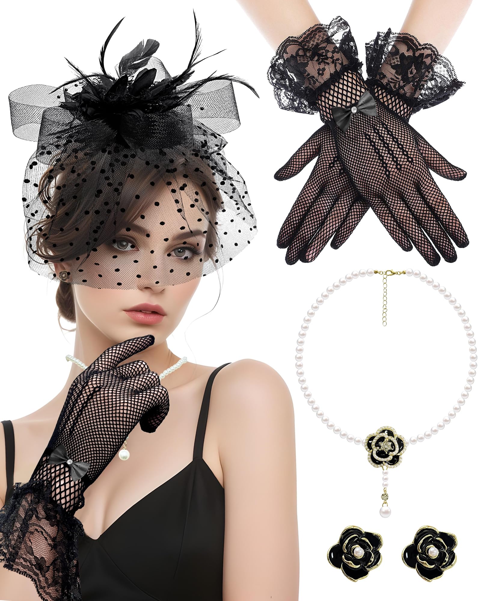 Fascinator Hat for Women Funeral Veil Feather Fascinator Tea 