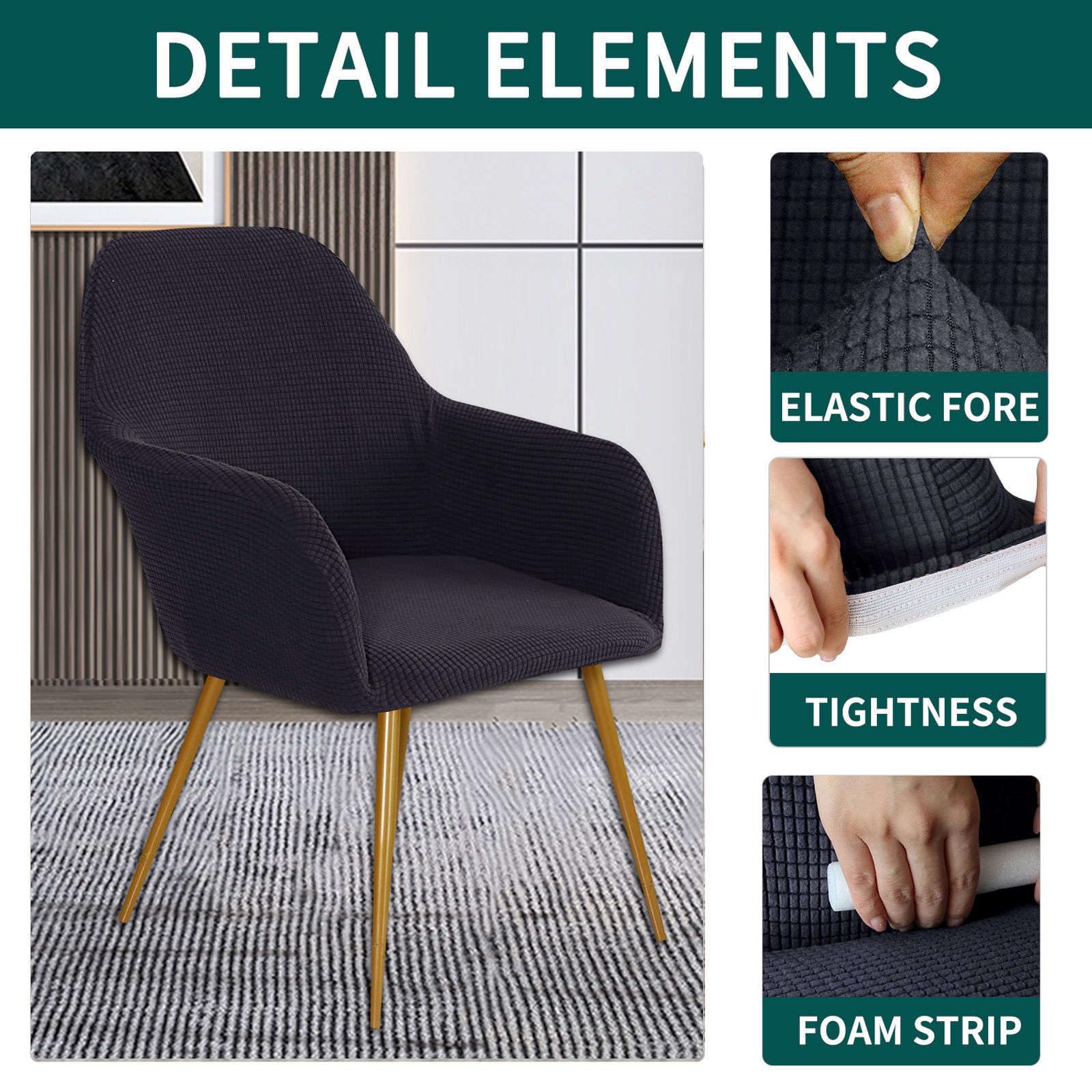 Fondo per Silla de Comedor con reposabrazos Fundas Modernas per sillas con Respaldo Curvo extraíble Funda per Silla per Comedor (Grigio a 6 Pezzi)