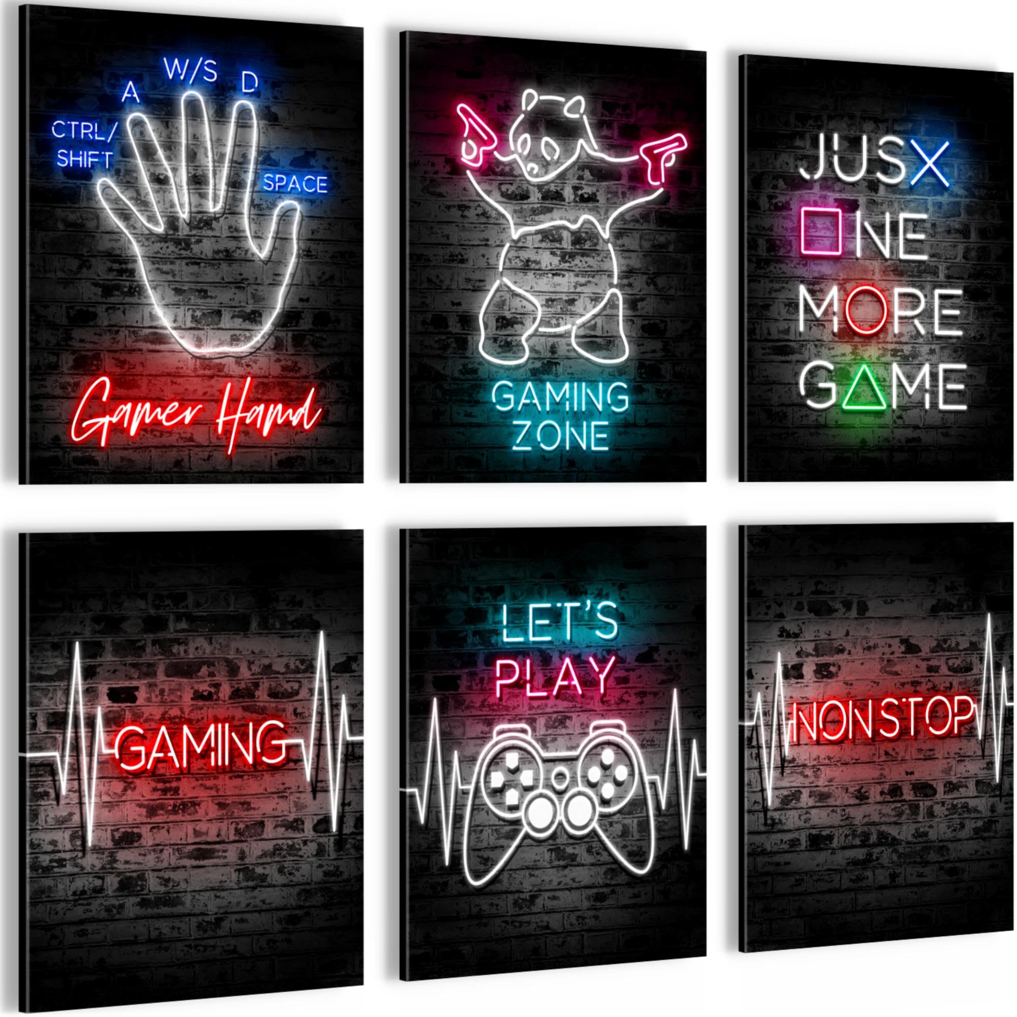 Canvas Set Game console - Hang your picture right away - stylish, no frame required - Children's Room Young Teenager - Gamer - N027965a โ image 1