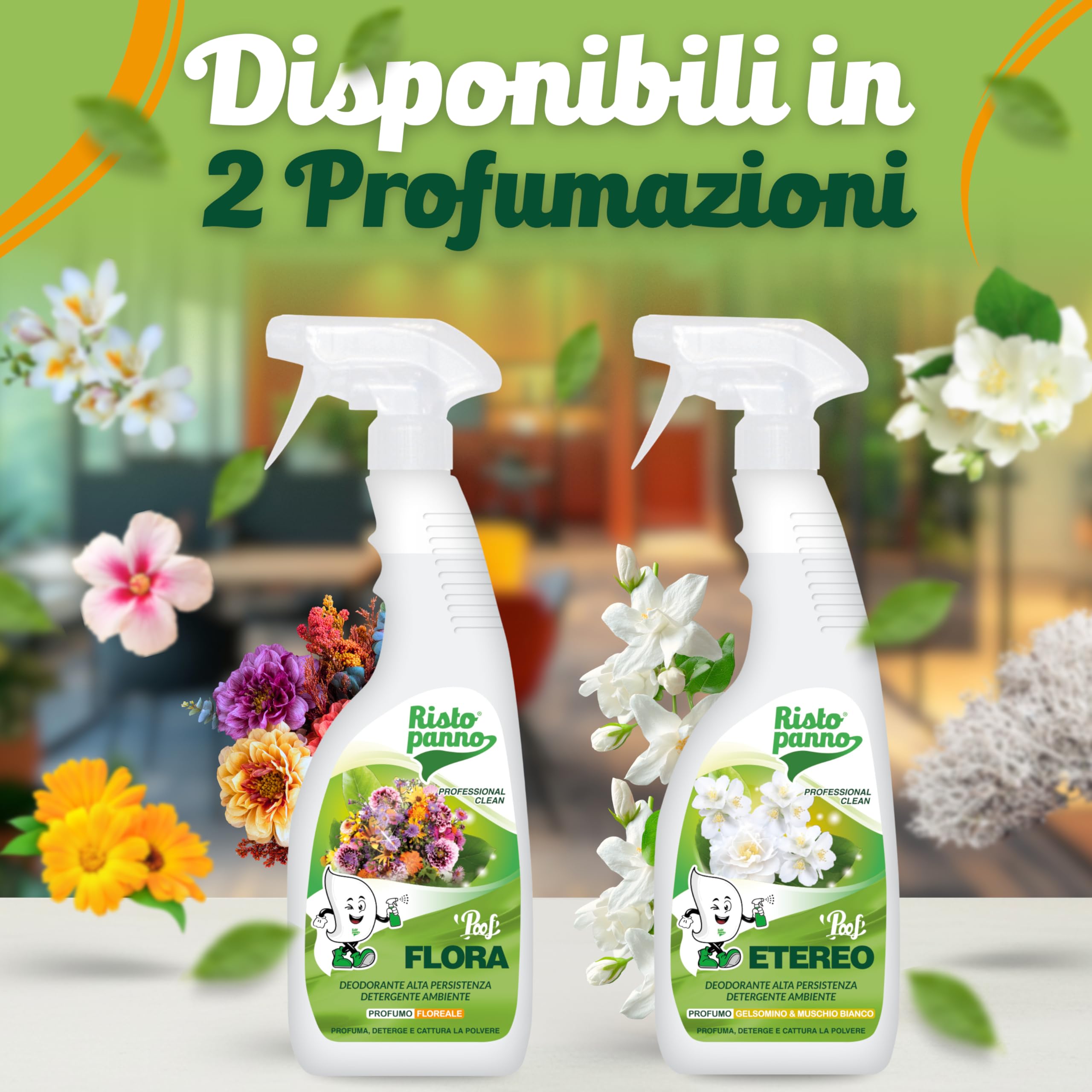 RISTOPANNO Profumatore Ambiente Spray Professionale Gelsomino & Muschio Bianco 750ml