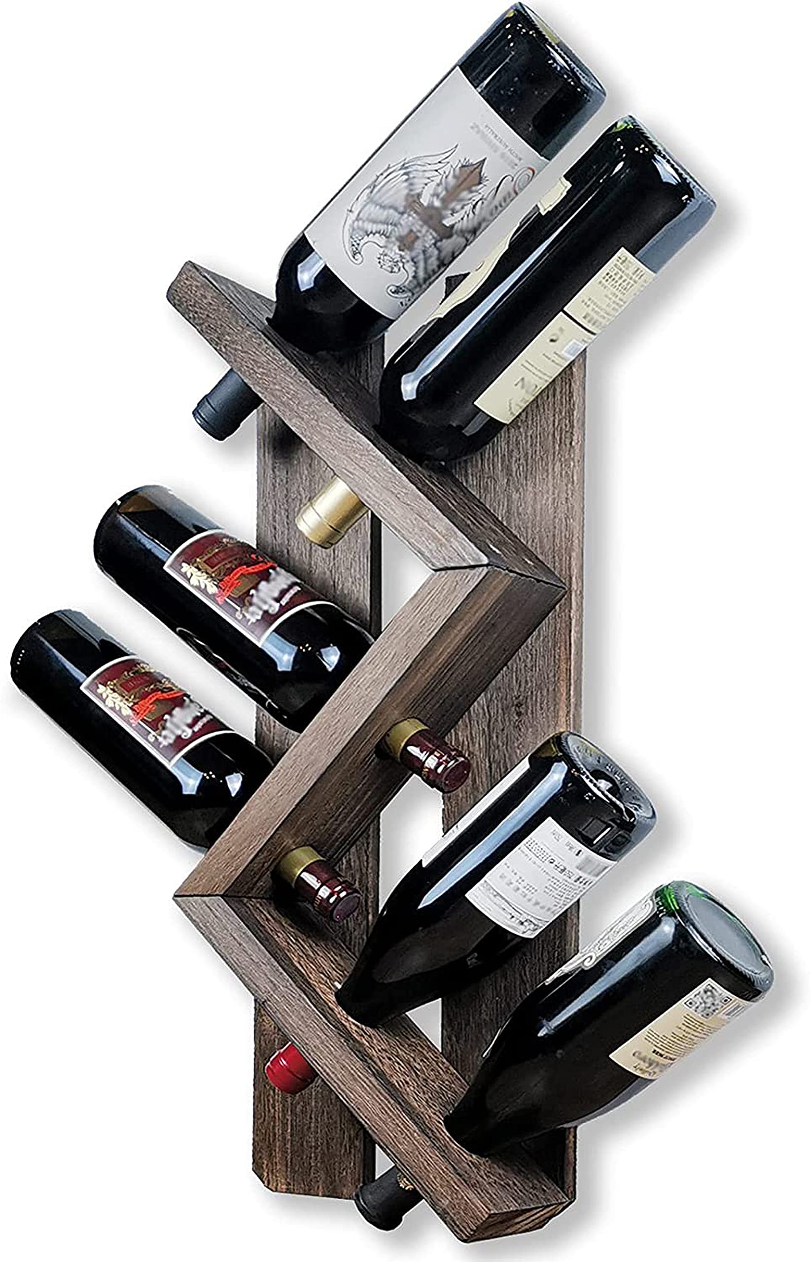 SHEESHAM Wooden Wine Rack Wall Mounted, 6 Bottle Hanging Wine Storage Holder, Rustic Wine Shelf Wall Decor for Home-image-31