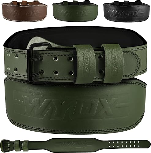 WYOX Cinturón de levantamiento de pesas para gimnasio y fitness, piel de vaca, cinturón acolchado de soporte lumbar de 4 pulgadas, 8 agujeros