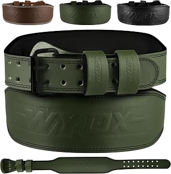 WYOX Weight Lifting Belt for Gym Fitness Cowhide Leather, 4 Padded Lumbar Back Support lifting Belt, 8 Adjustable Holes, Ideal for Powerlifting, Bodybuilding, Deadlift, Squat & Strength Training