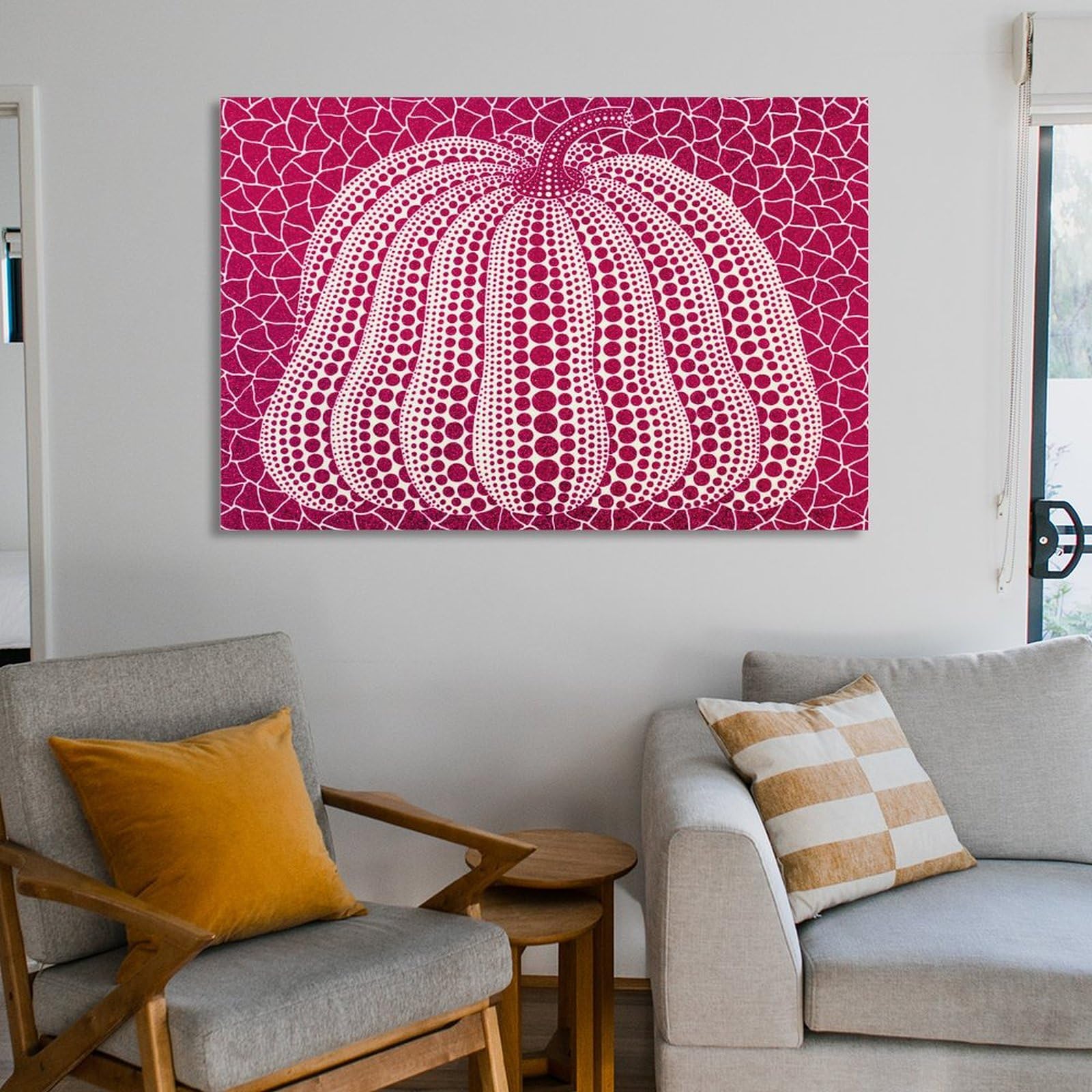 Amazon.co.jp: 草間彌生 草間彌生 ピンクパンプキンプリント 絵画 (33